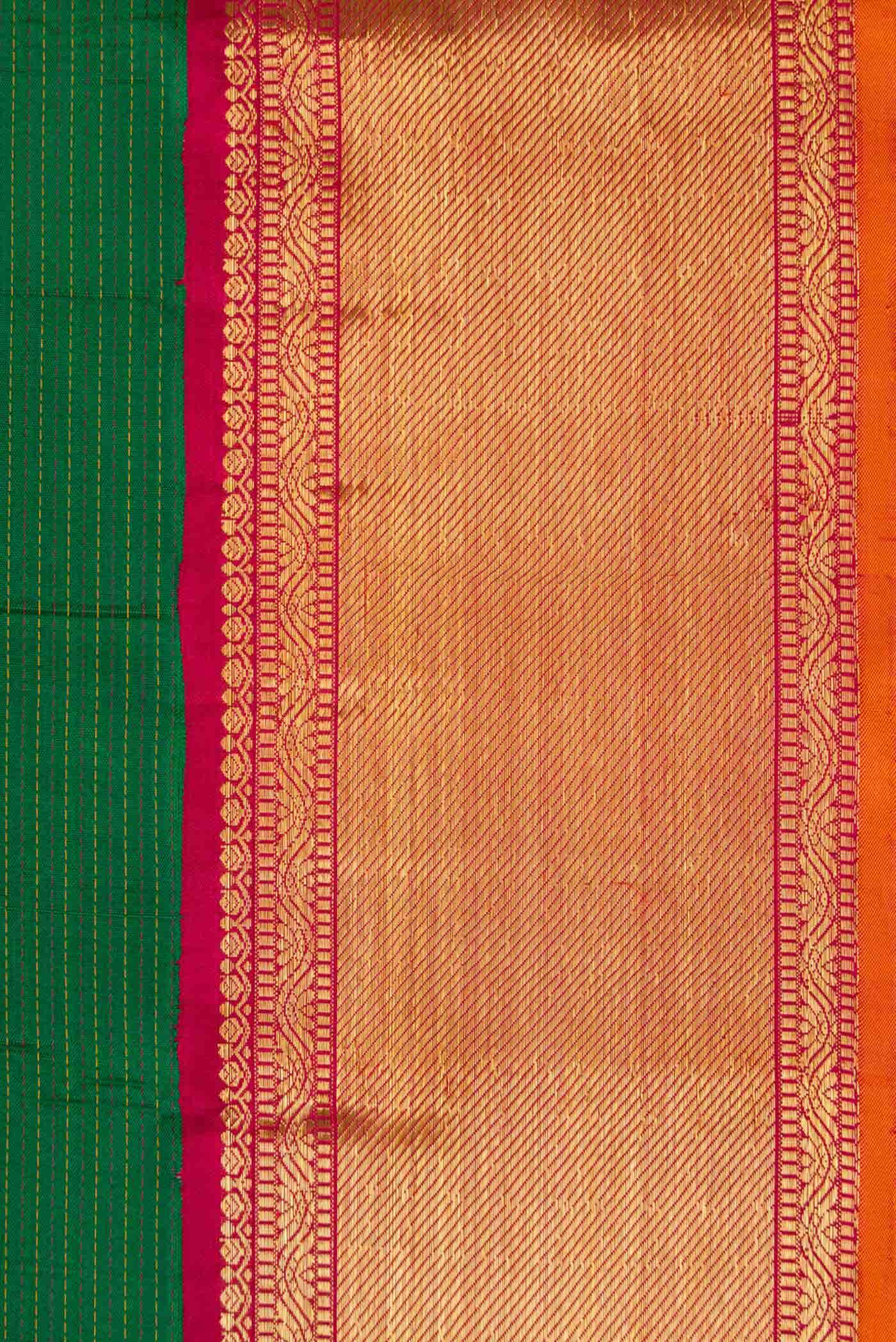 Pure Silk Pure Zari Bottle Green Dual Tone Kanchipuram Saree