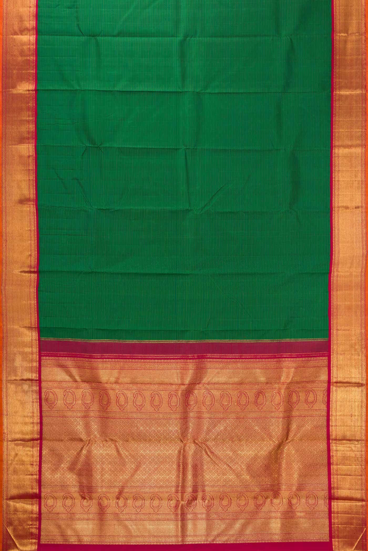 Pure Silk Pure Zari Bottle Green Dual Tone Kanchipuram Saree