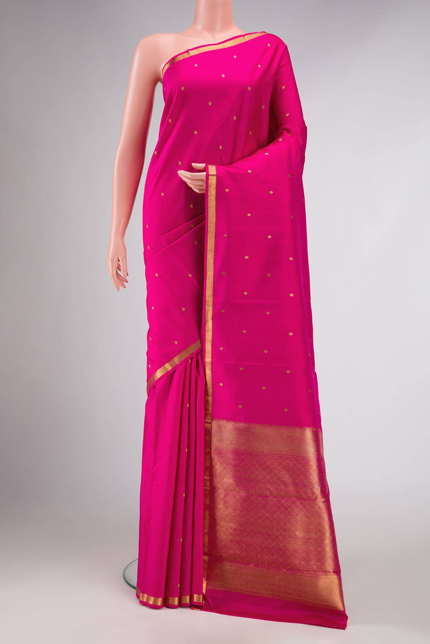 Pure Silk Pure Zari Pink Dual Tone Kanchipuram Saree