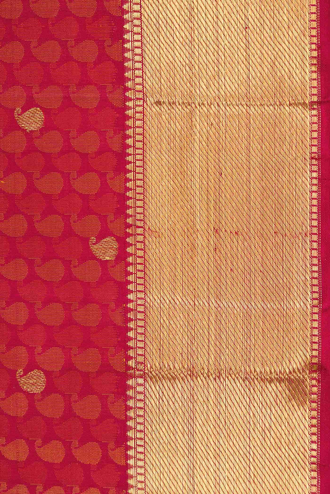 Pure Silk Pure Zari Dark Pink Dual Tone Kanchipuram Saree