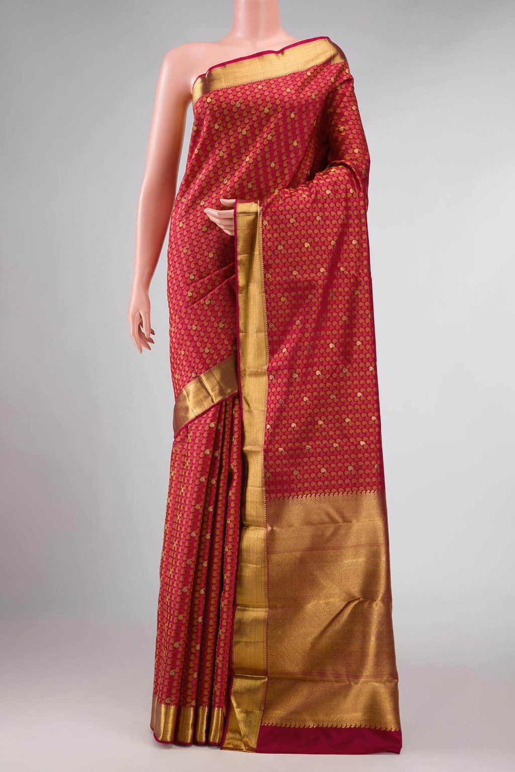 Pure Silk Pure Zari Dark Pink Dual Tone Kanchipuram Saree