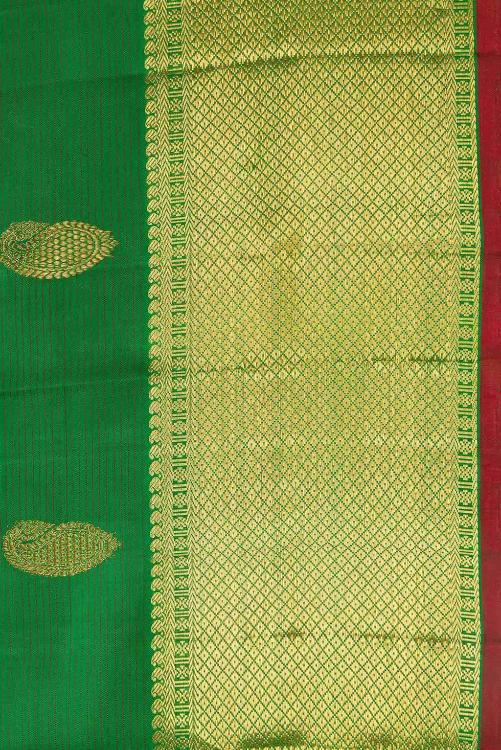 Pure Silk Pure Zari Green Dual Tone Kanchipuram Saree
