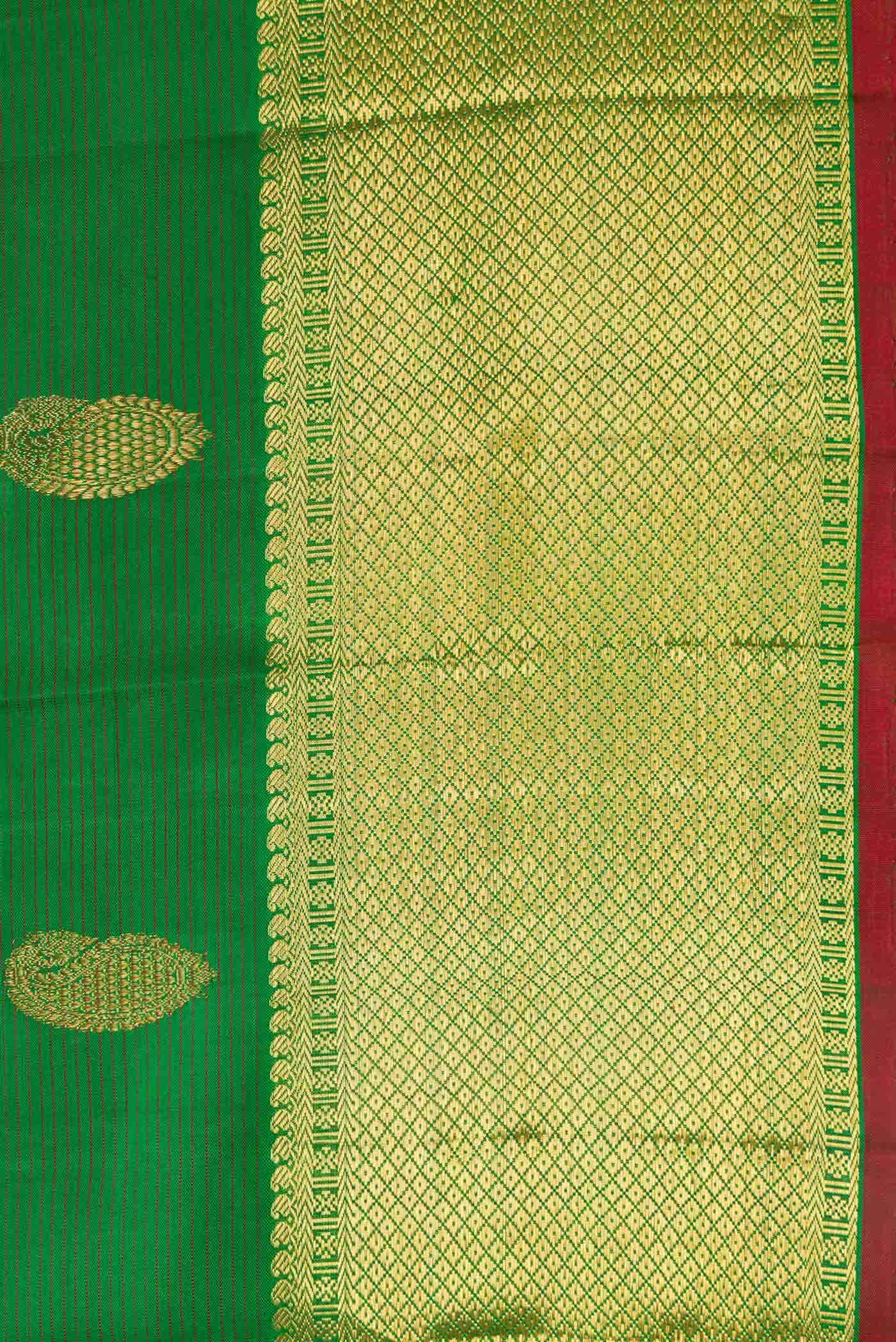 Pure Silk Pure Zari Green Dual Tone Kanchipuram Saree