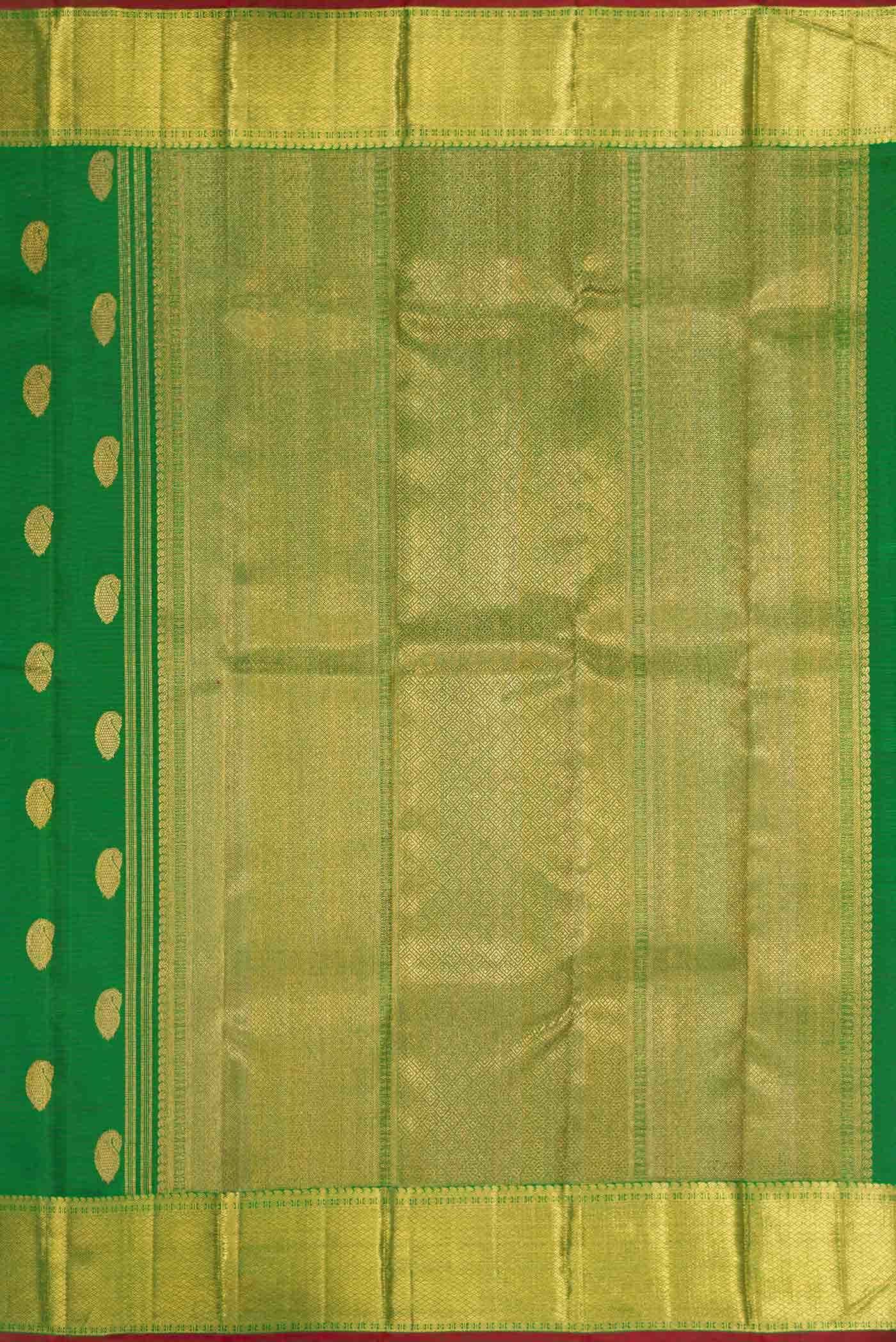 Pure Silk Pure Zari Green Dual Tone Kanchipuram Saree