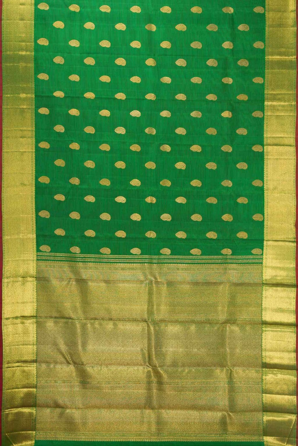 Pure Silk Pure Zari Green Dual Tone Kanchipuram Saree