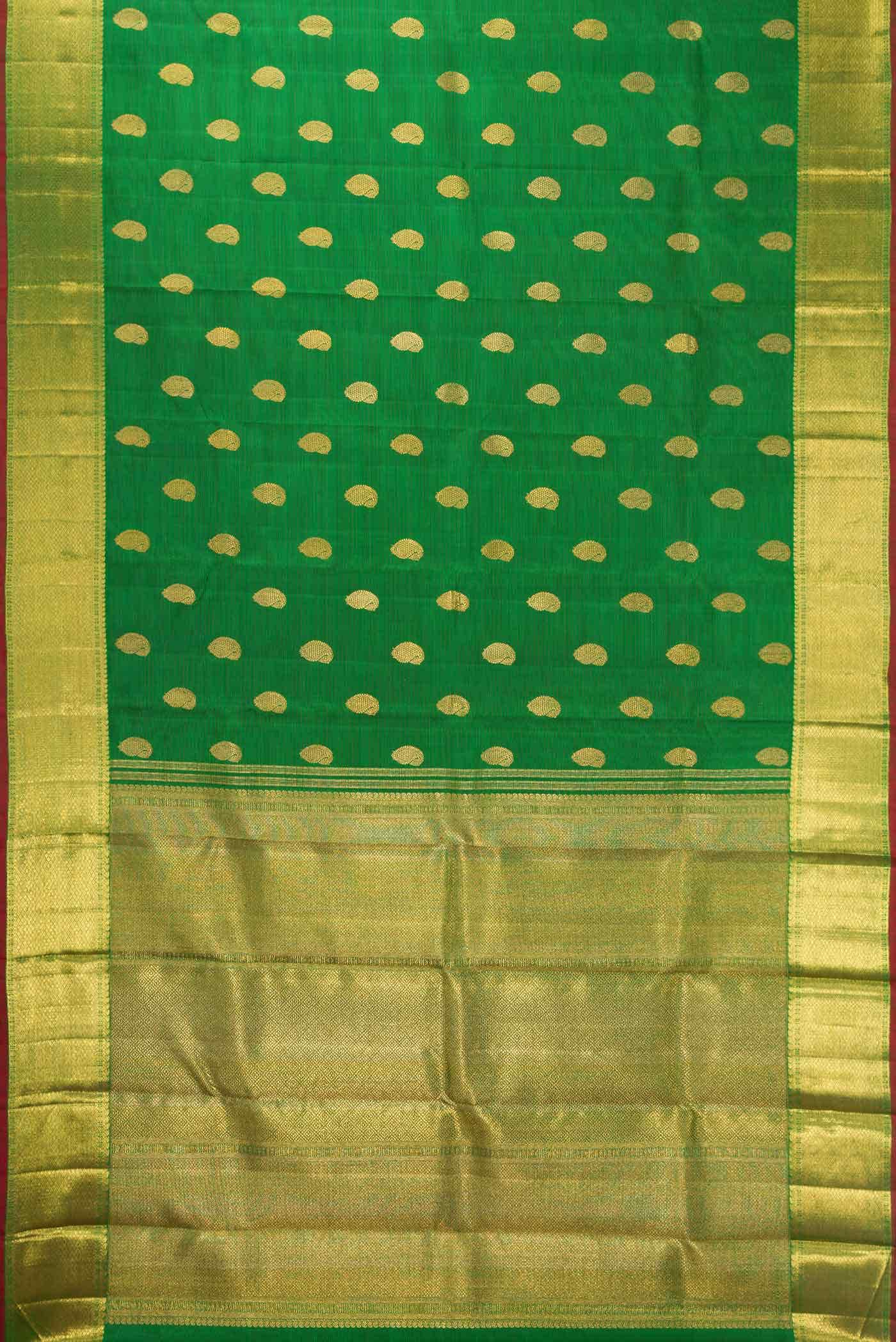 Pure Silk Pure Zari Green Dual Tone Kanchipuram Saree