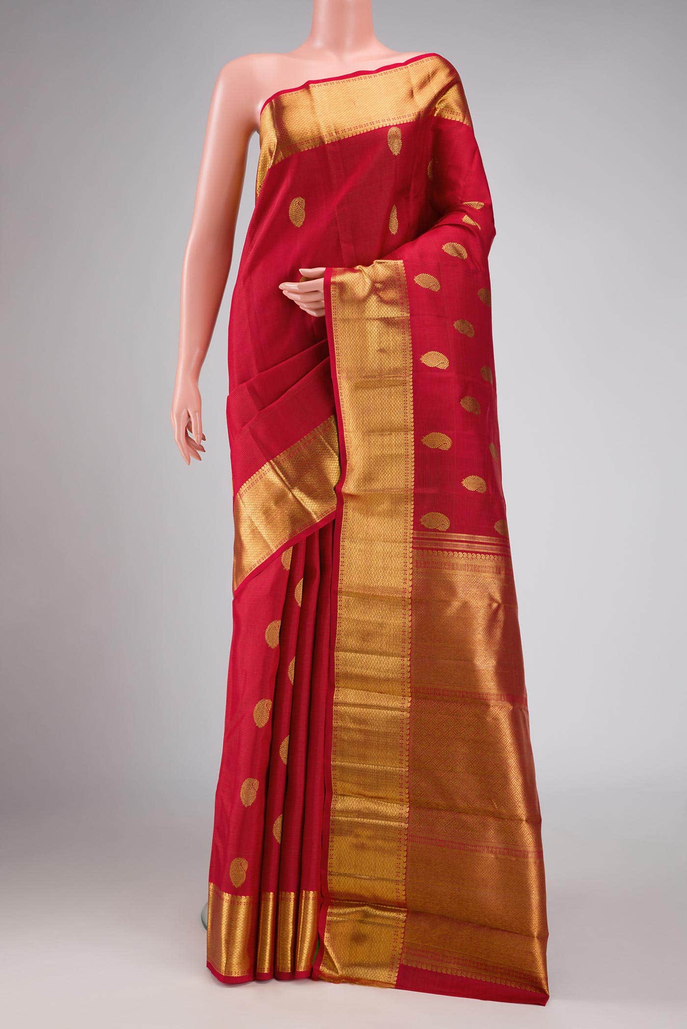 Pure Silk Pure Zari Maroon Dual Tone Kanchipuram Saree