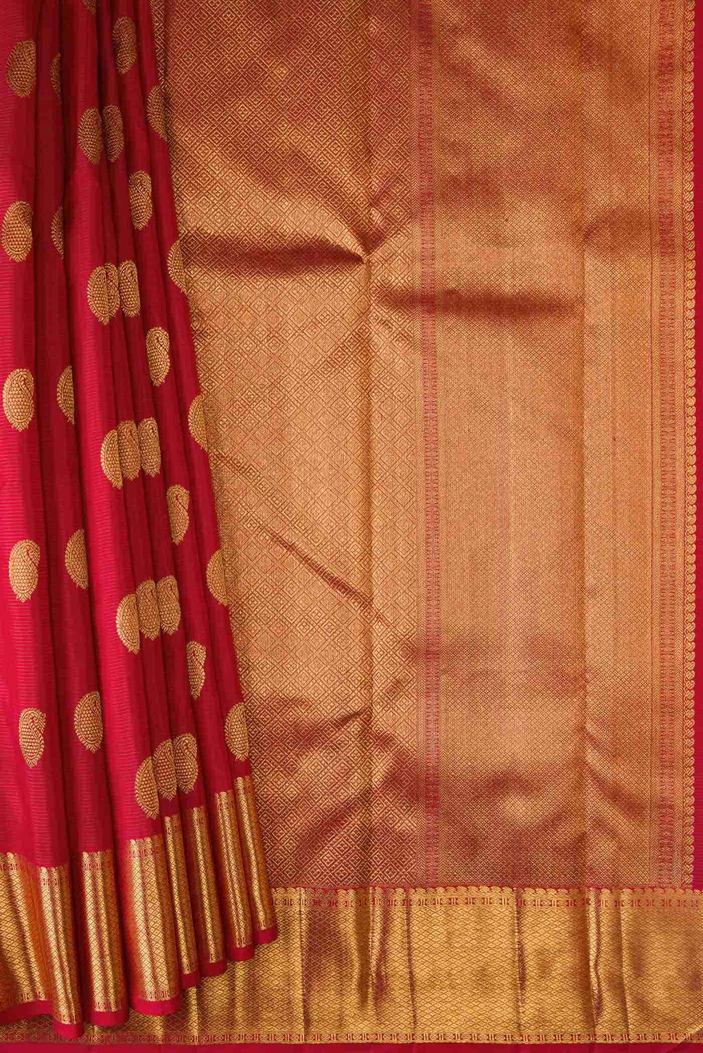 Pure Silk Pure Zari Maroon Dual Tone Kanchipuram Saree