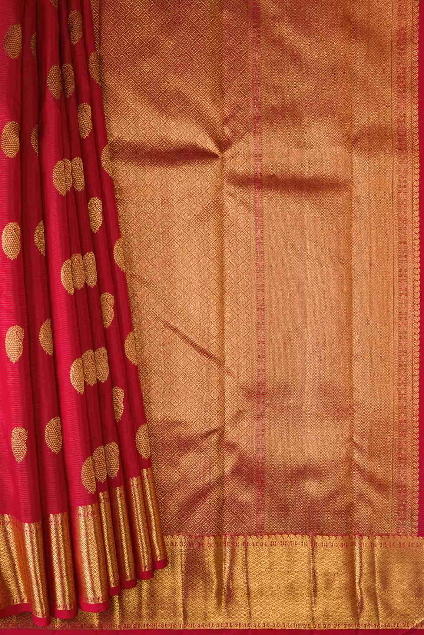 Pure Silk Pure Zari Maroon Dual Tone Kanjivaram Saree