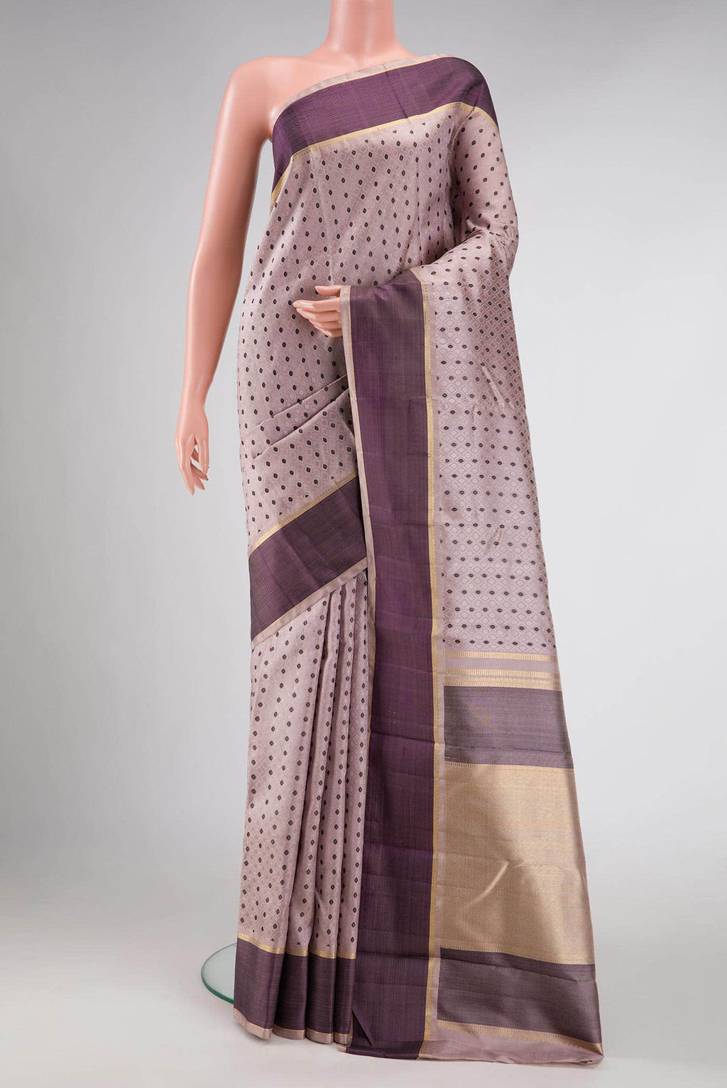 Pure Silk Pure Zari Lilac Dual Tone Kanchipuram Saree