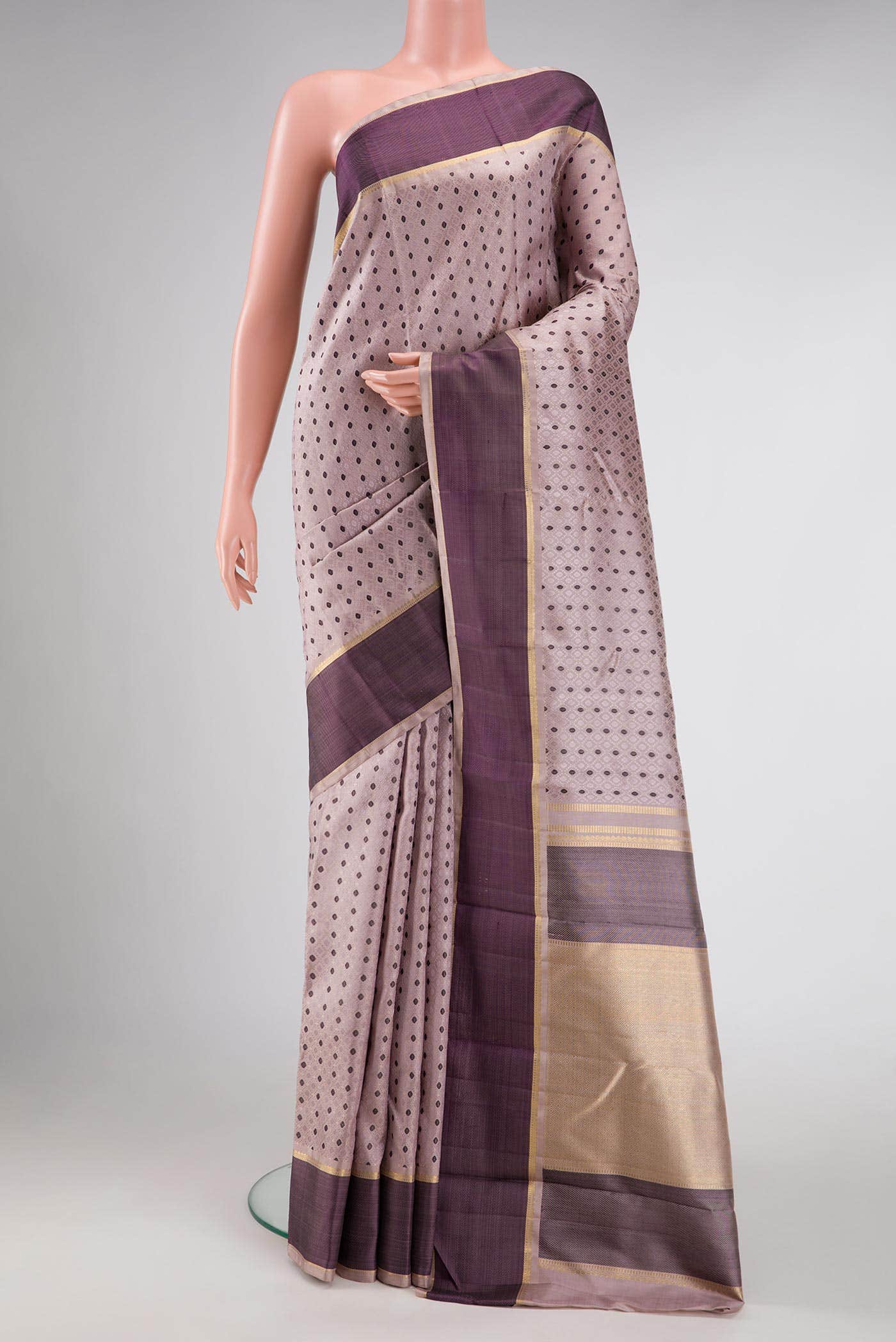 Pure Silk Pure Zari Lilac Dual Tone Kanchipuram Saree