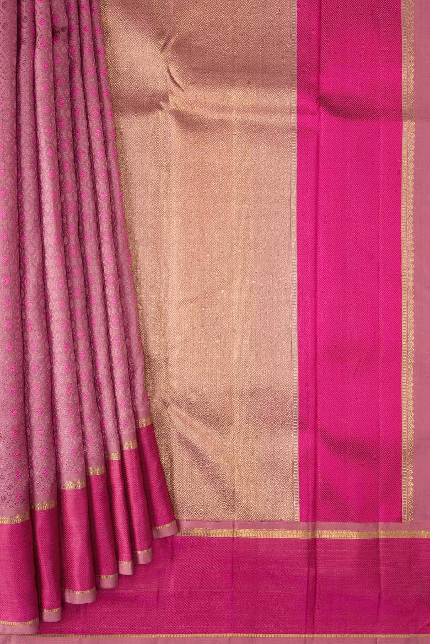 Pure Silk Pure Zari Pink Dual Tone Kanchipuram Saree