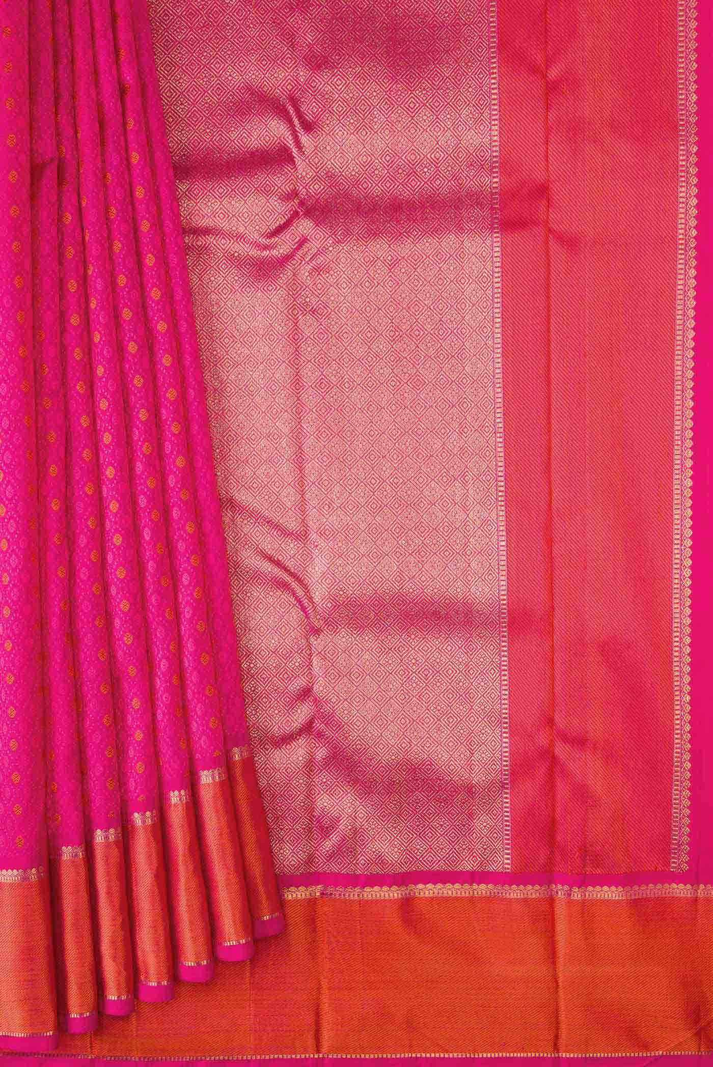 Pure Silk Pure Zari Dark Pink Dual Tone Kanchipuram Saree