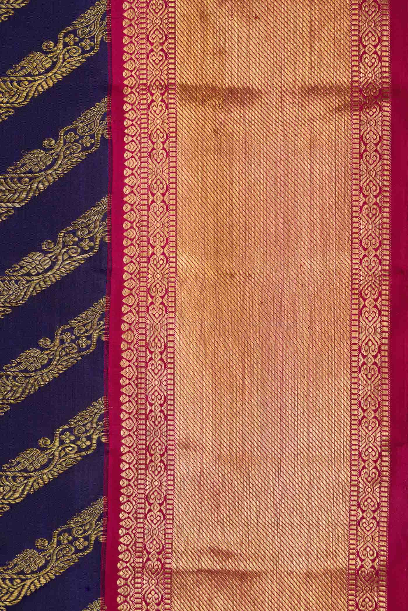Pure Silk Pure Zari Navy Blue Dual Tone Kanchipuram Saree