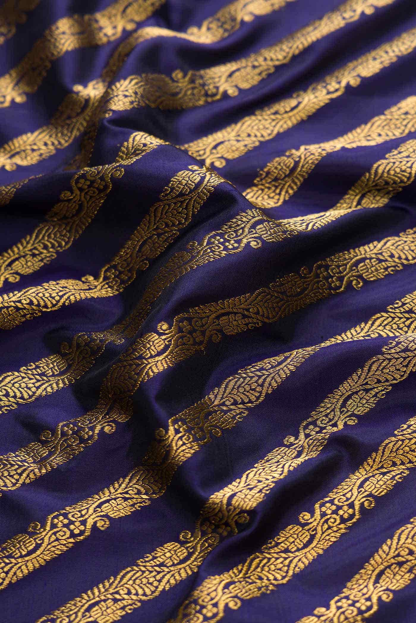 Pure Silk Pure Zari Navy Blue Dual Tone Kanchipuram Saree