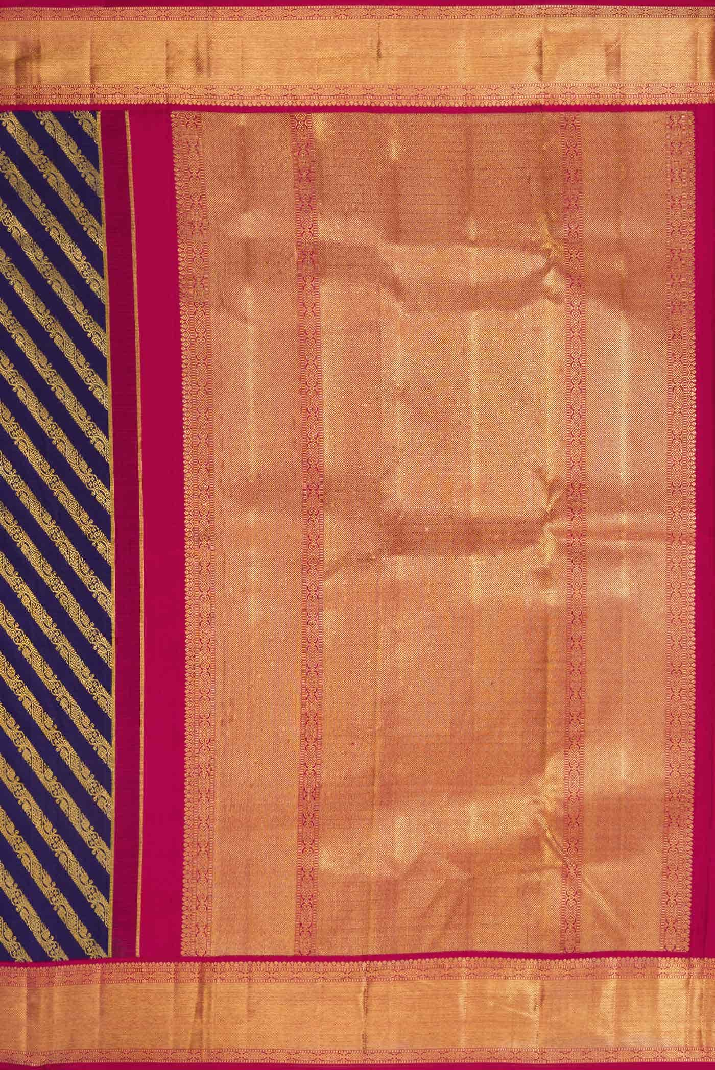 Pure Silk Pure Zari Navy Blue Dual Tone Kanchipuram Saree
