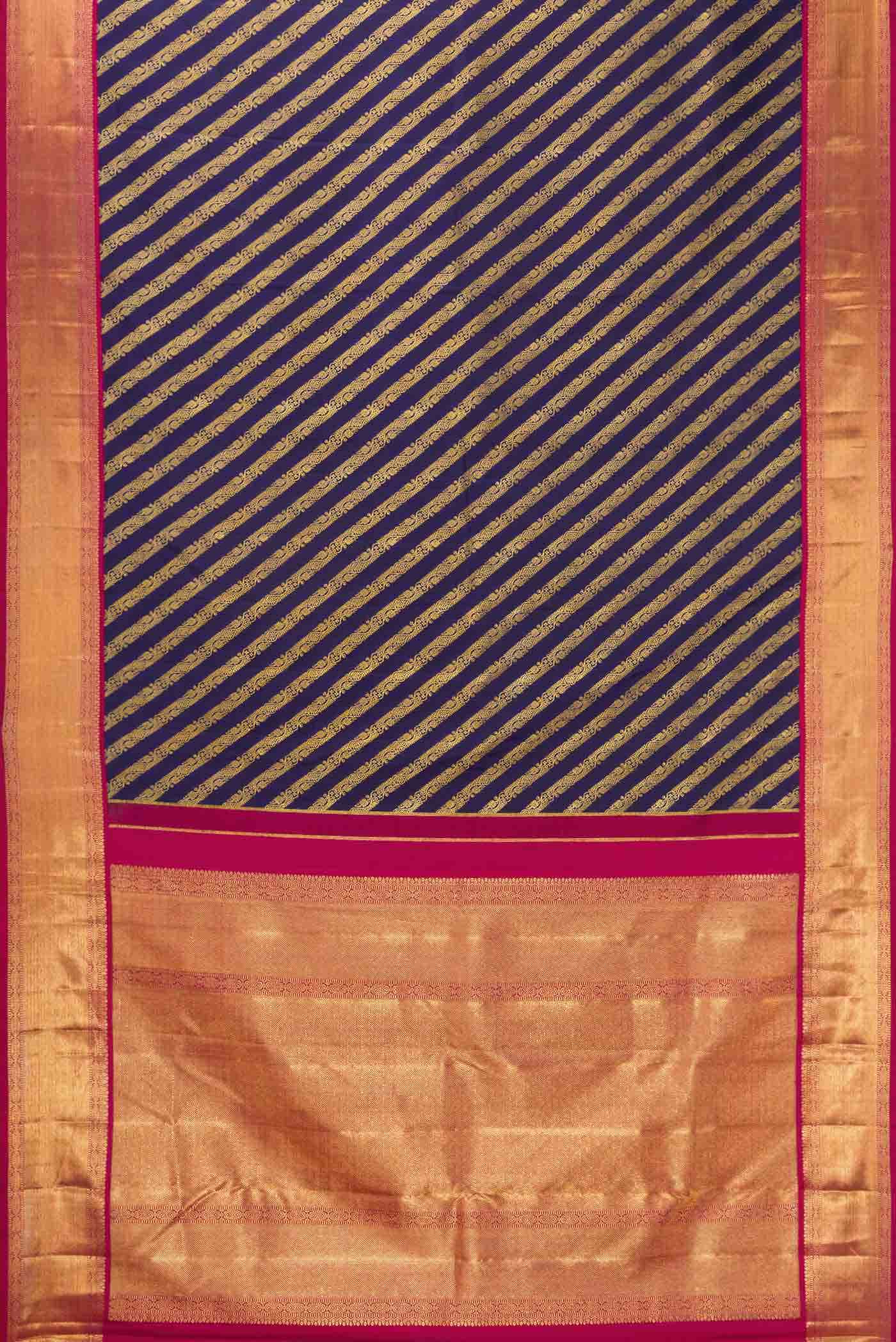 Pure Silk Pure Zari Navy Blue Dual Tone Kanchipuram Saree