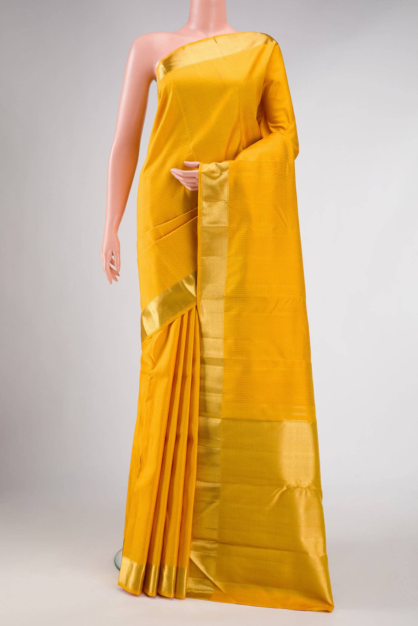 Pure Silk Pure Zari Yellow Dual Tone Kanchipuram Saree
