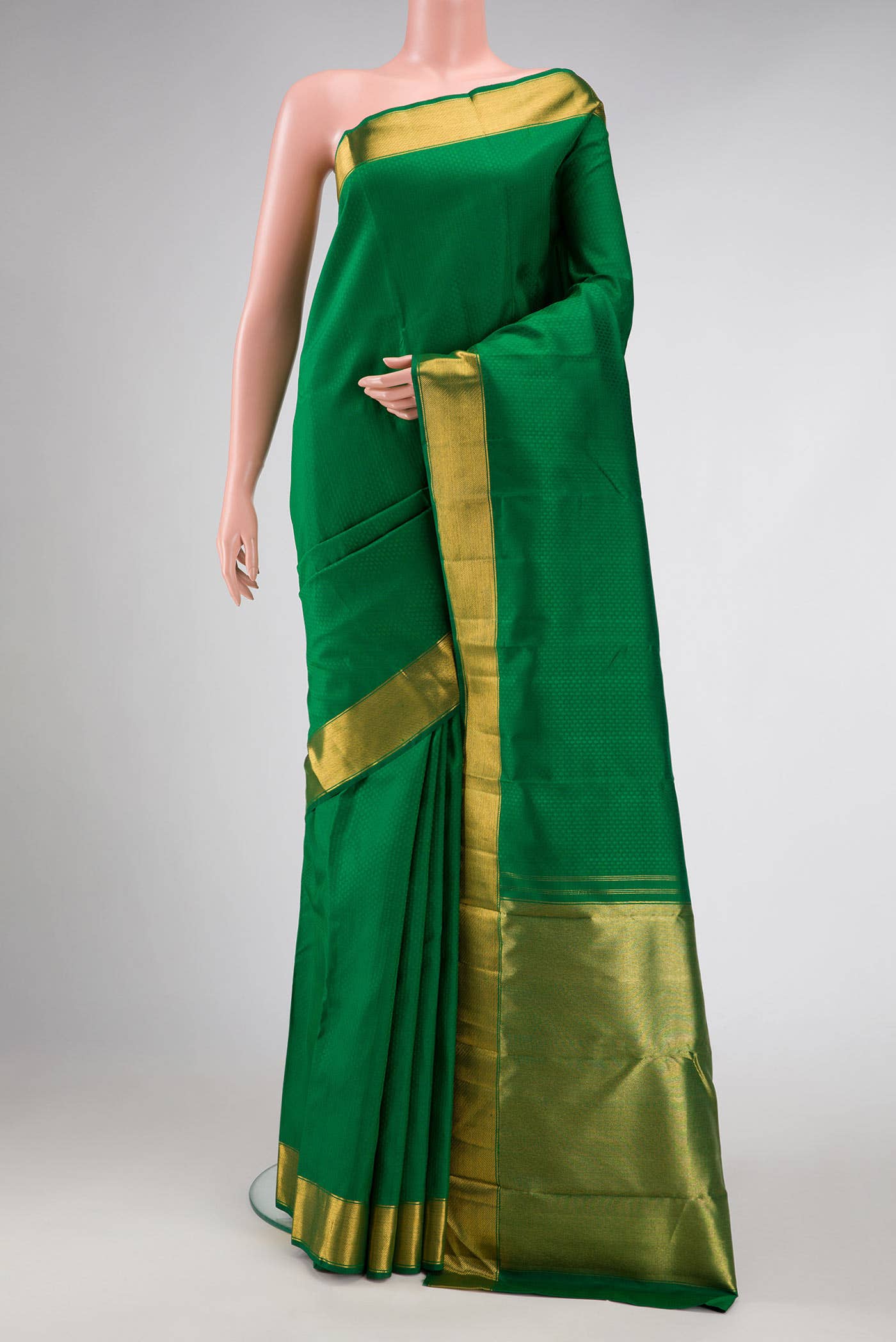 Pure Silk Pure Zari Green Dual Tone Kanchipuram Saree