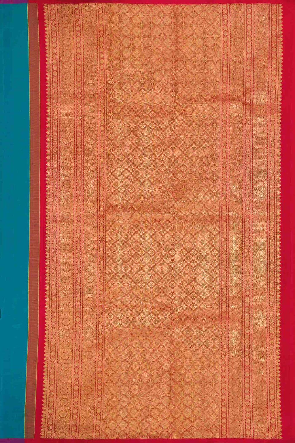 Pure Silk Pure Zari Teal Green Dual Tone Kanchipuram Saree