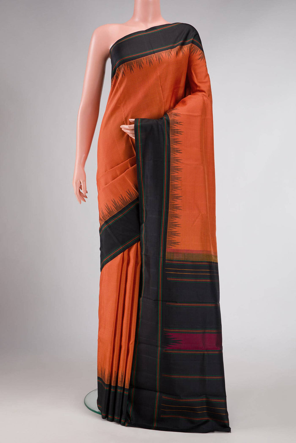 Orange Kanchipuram Silk Saree