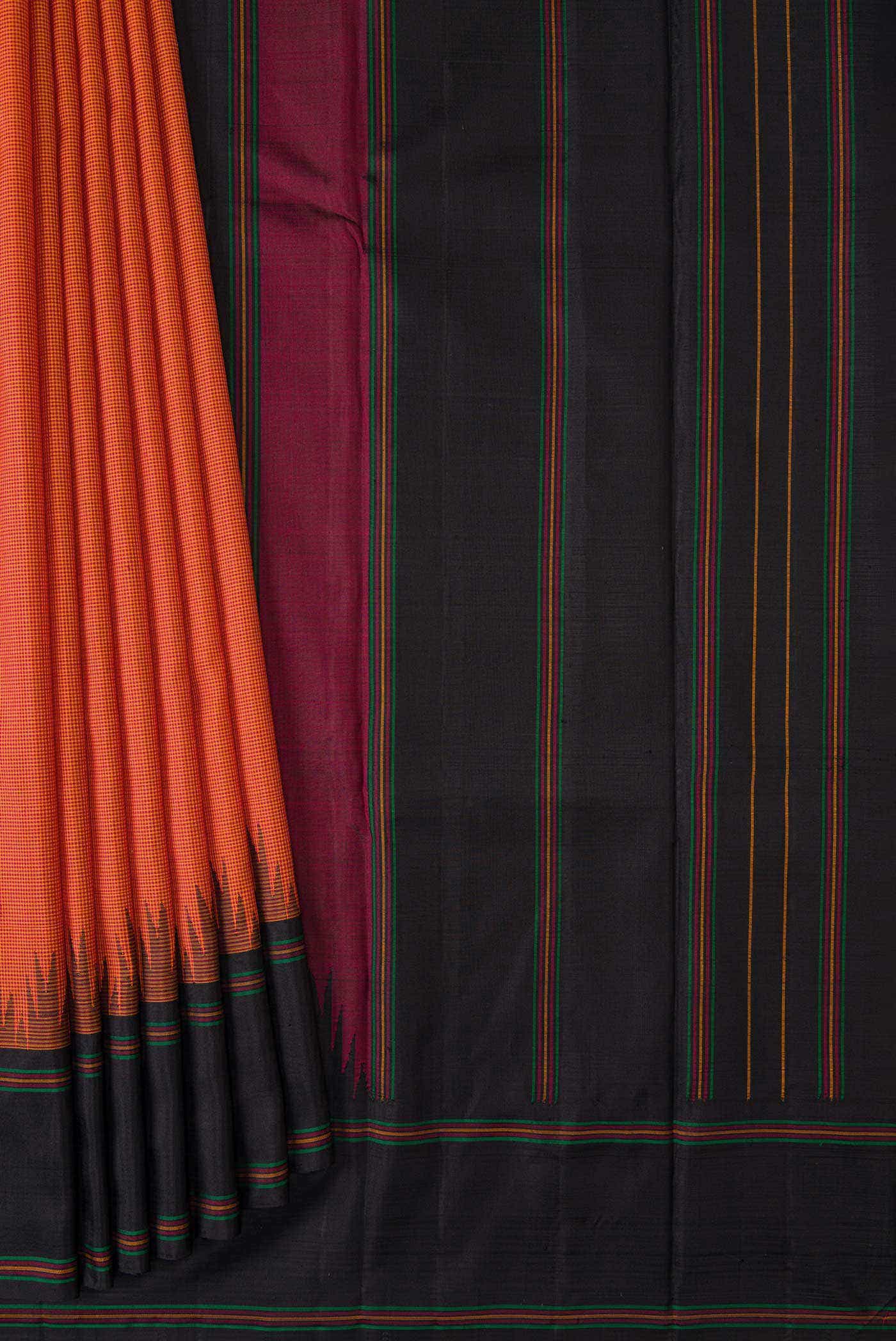 Orange Kanchipuram Silk Saree