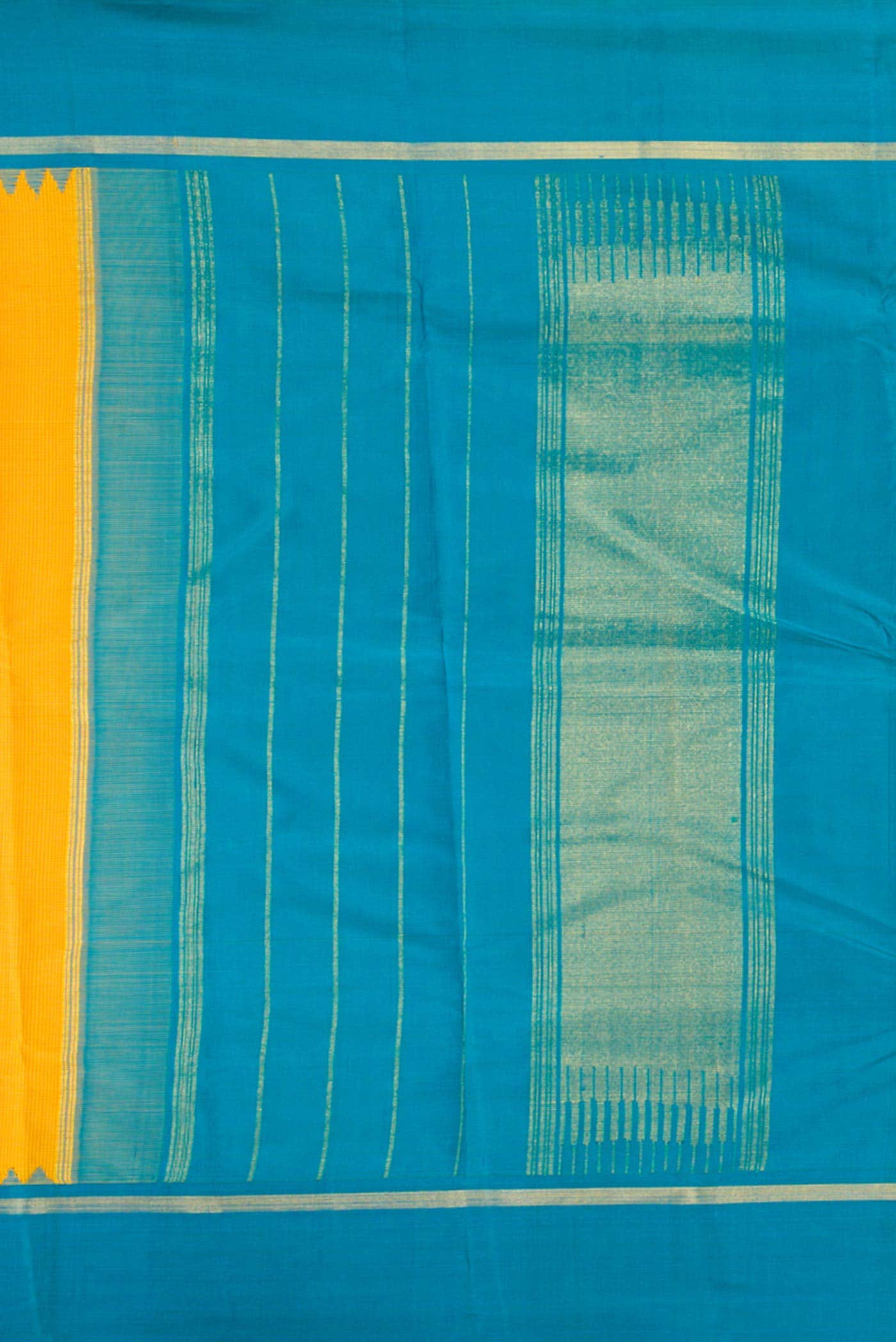 Pure Silk Pure Zari Yellow Dual Tone Kanchipuram Saree