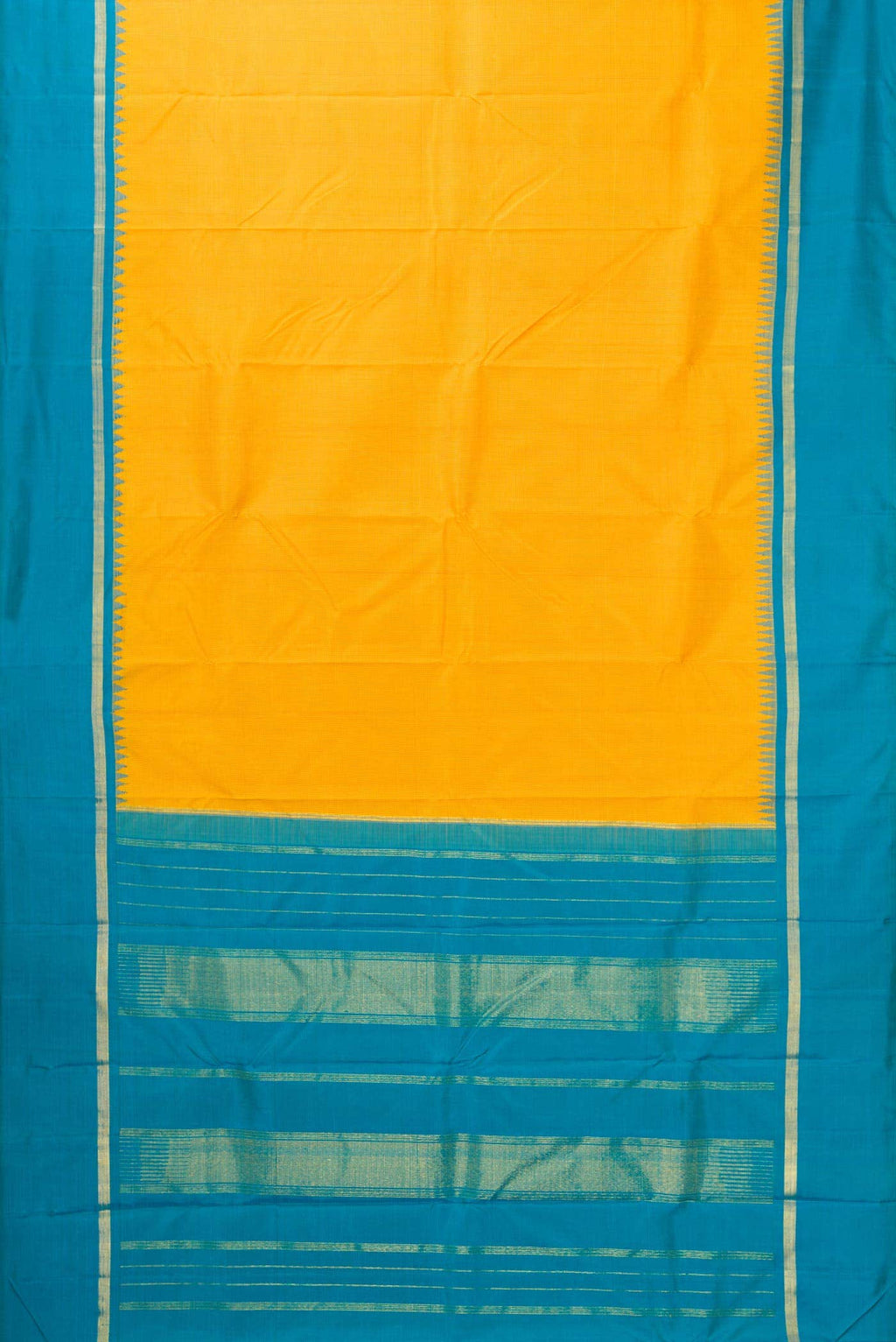Pure Silk Pure Zari Yellow Dual Tone Kanchipuram Saree