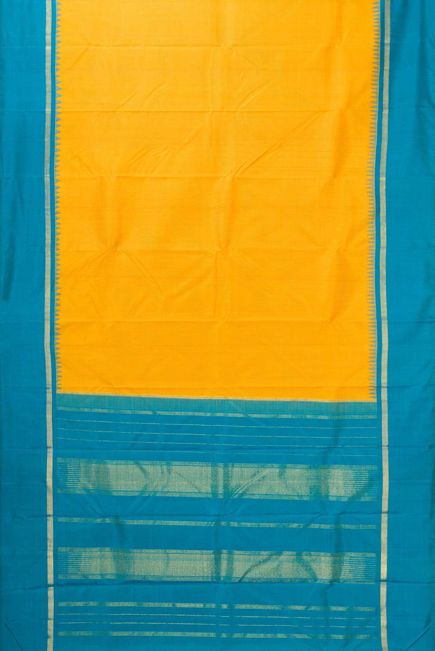 Pure Silk Pure Zari Yellow Dual Tone Kanchipuram Saree