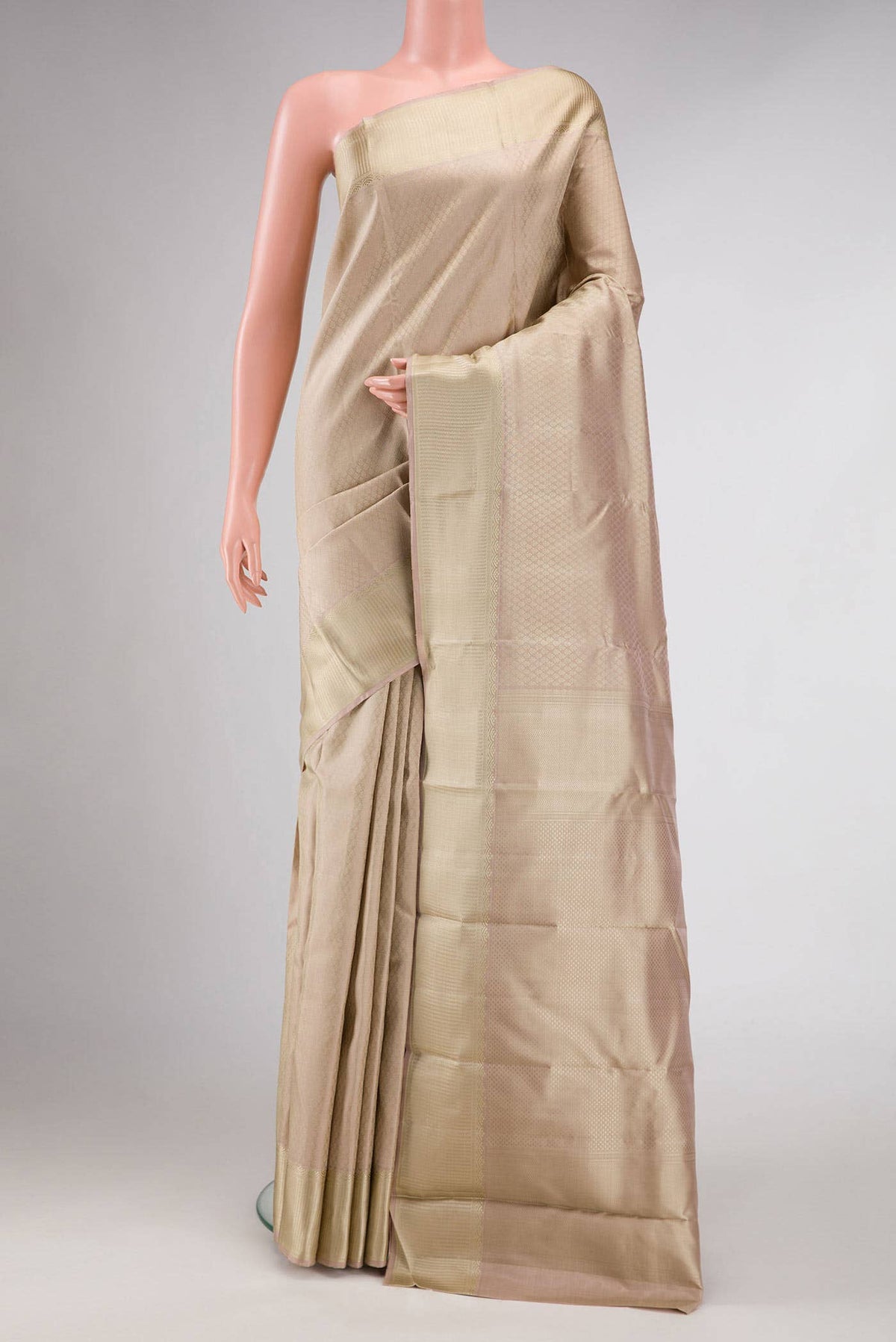 Dark Beige Dual Tone Kanjivaram Silk Saree