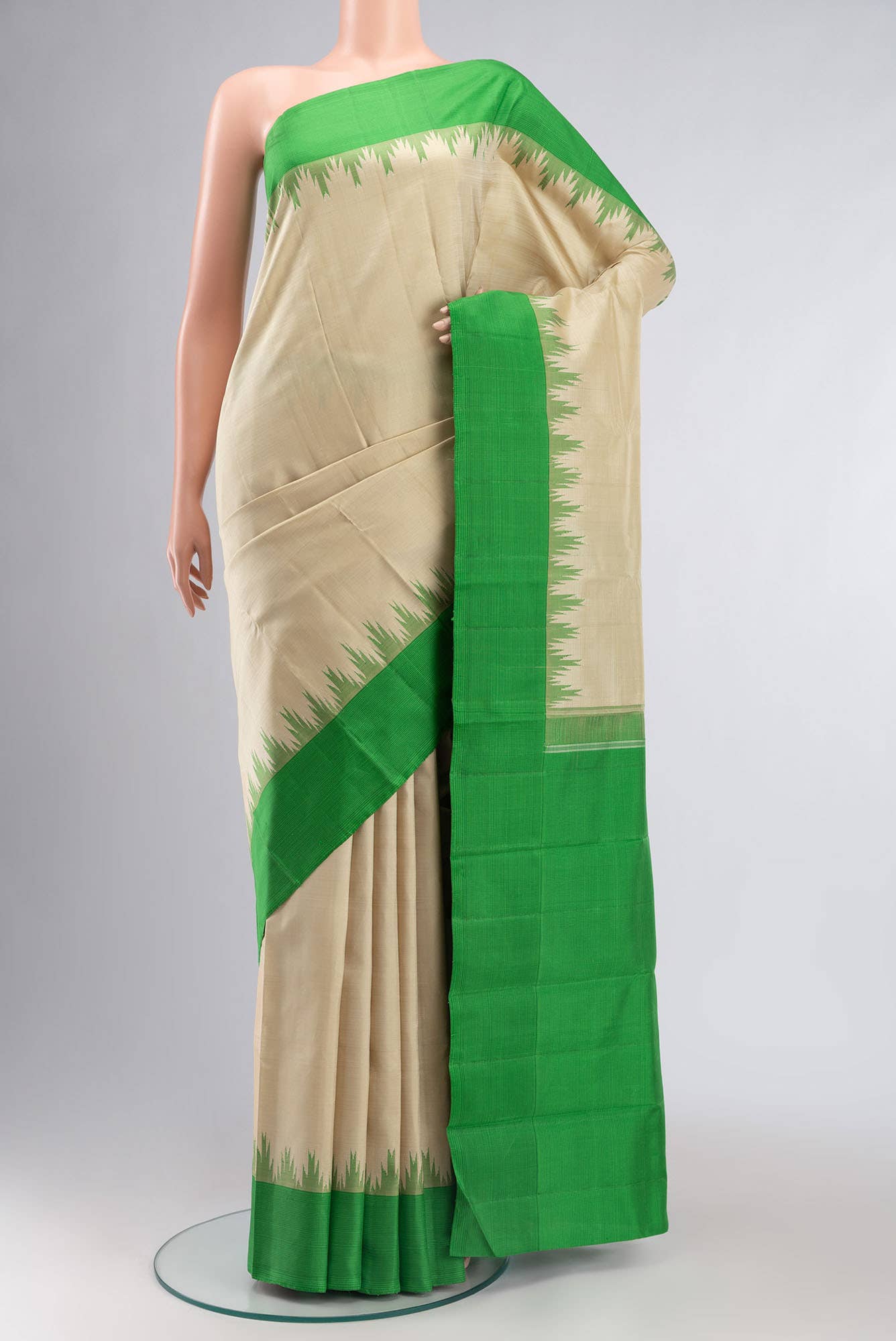 Beige Kanchipuram Silk Saree