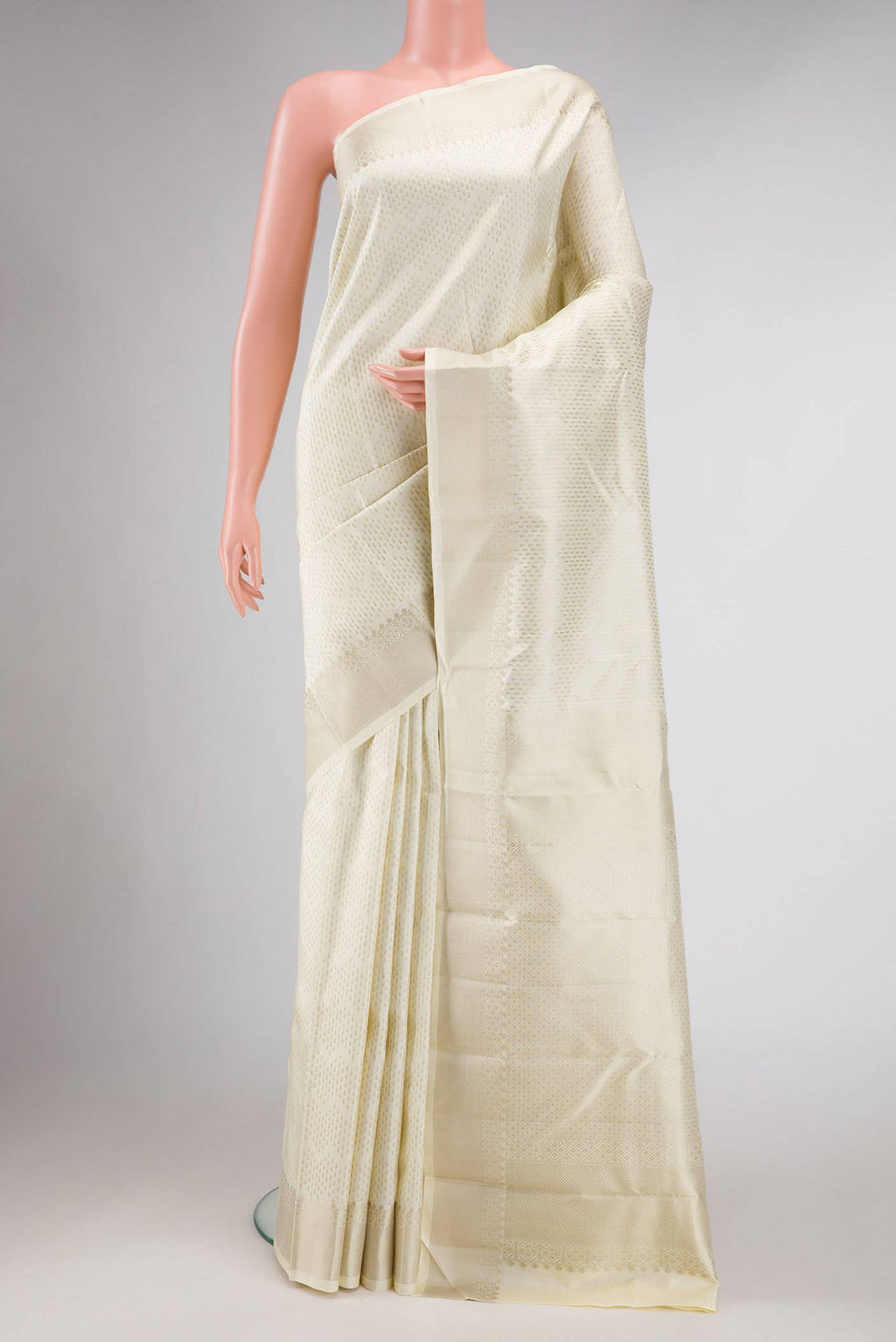 Off White Kanchipuram Silk Saree