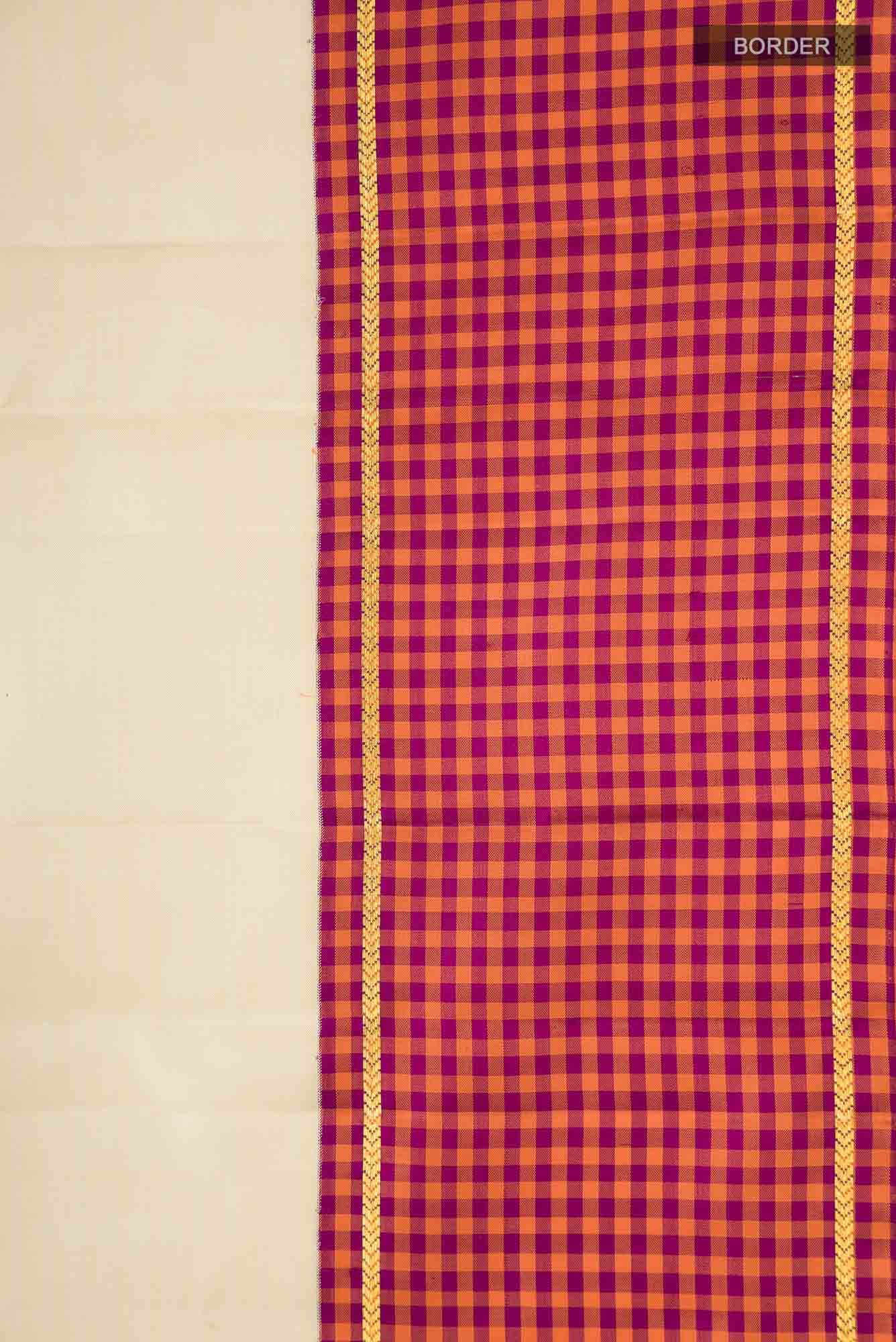 Pure Silk Pure Zari Cream Kanchipuram Saree