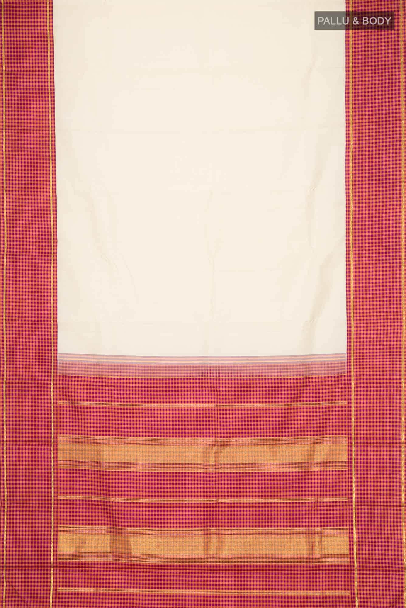 Pure Silk Pure Zari Cream Kanchipuram Saree