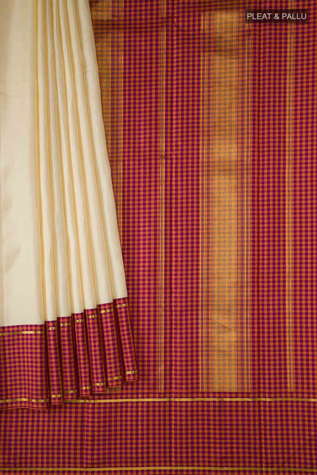 Pure Silk Pure Zari Cream Kanchipuram Saree