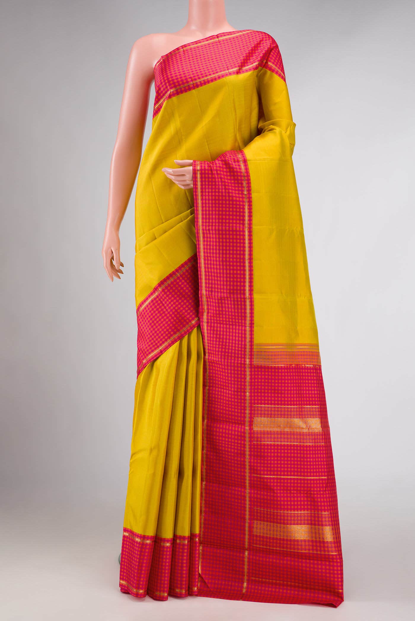 Pure Silk Pure Zari Mehandi Green Dual Tone Kanchipuram Saree