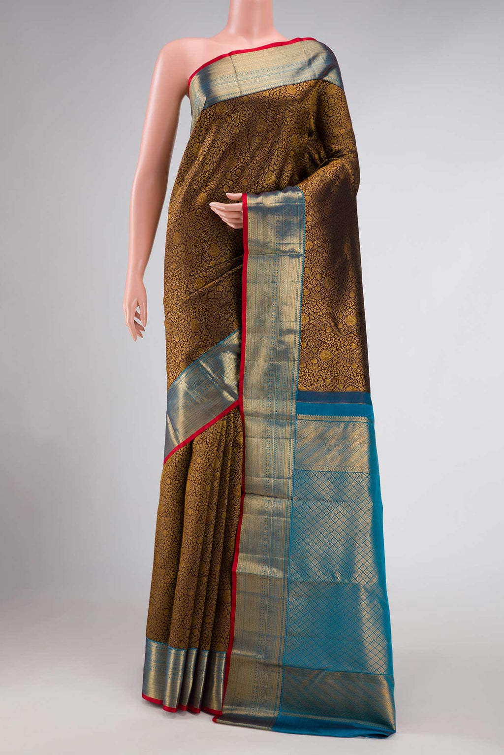 Coffee Brown Dual Tone Kanchipuram Silk Saree