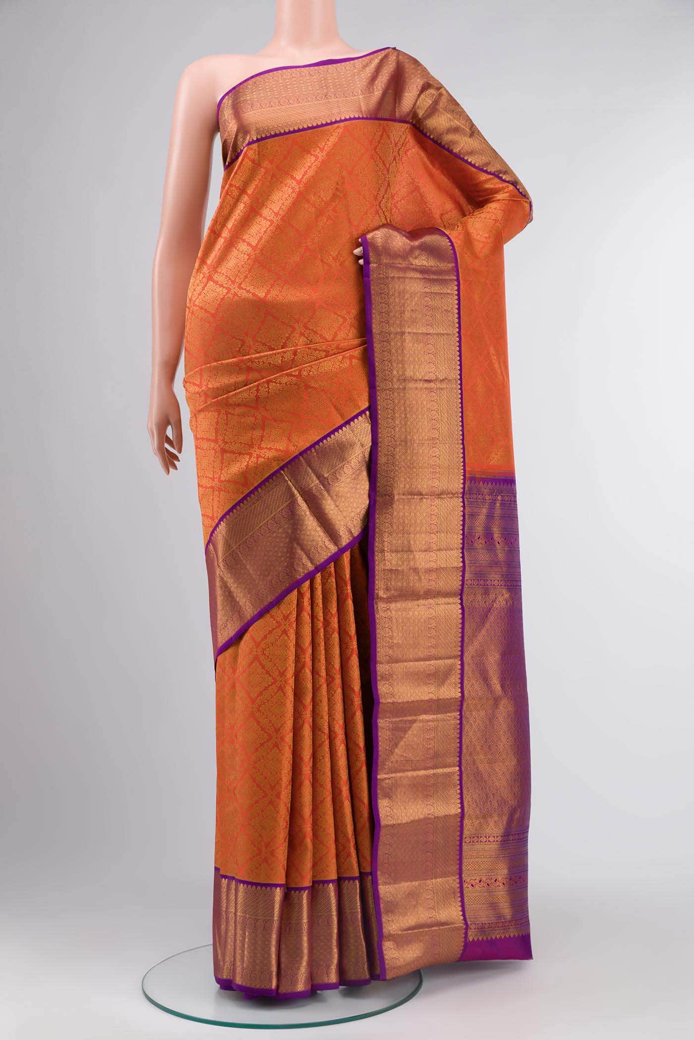 Orange Kanchipuram Silk Saree