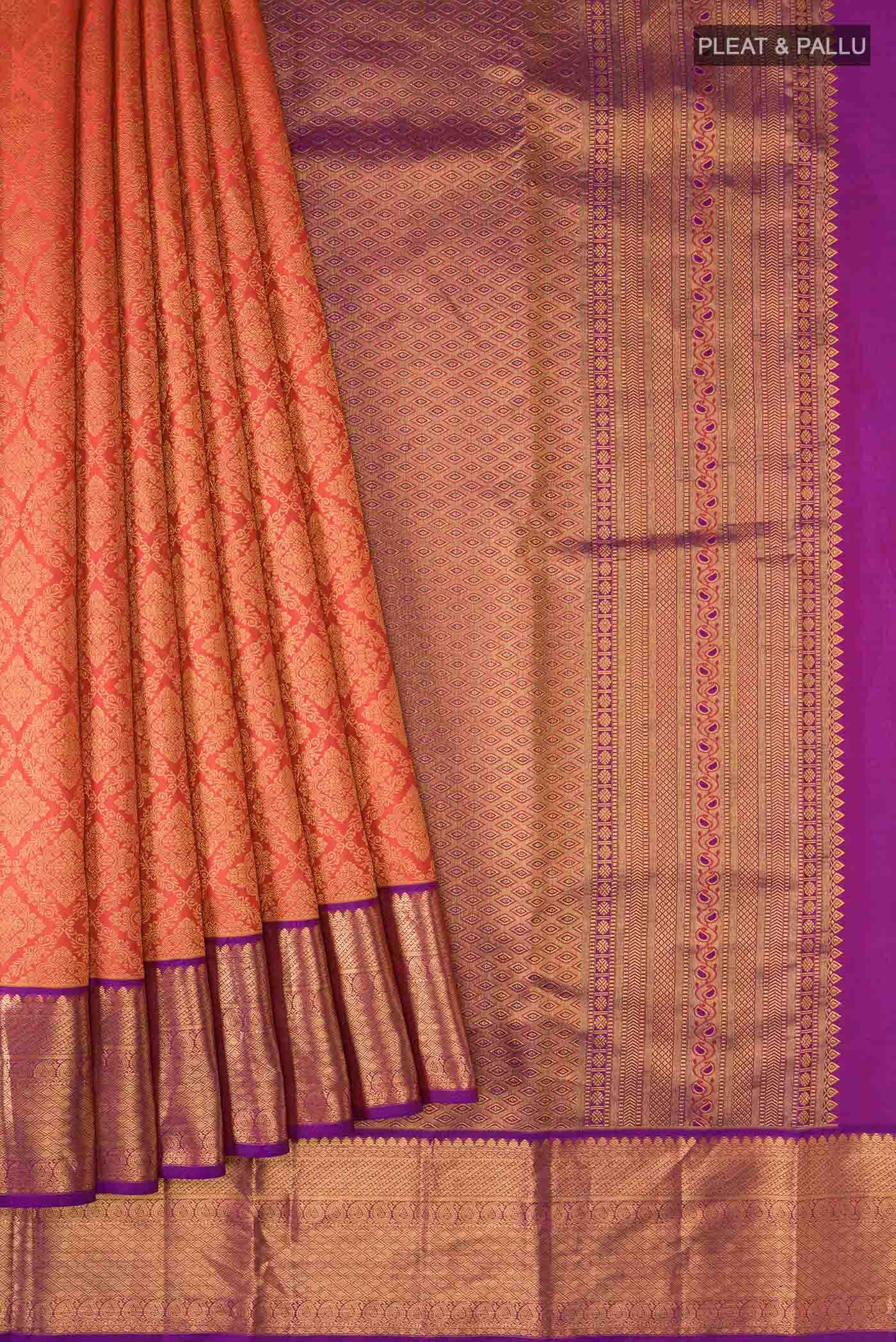 Orange Kanchipuram Silk Saree