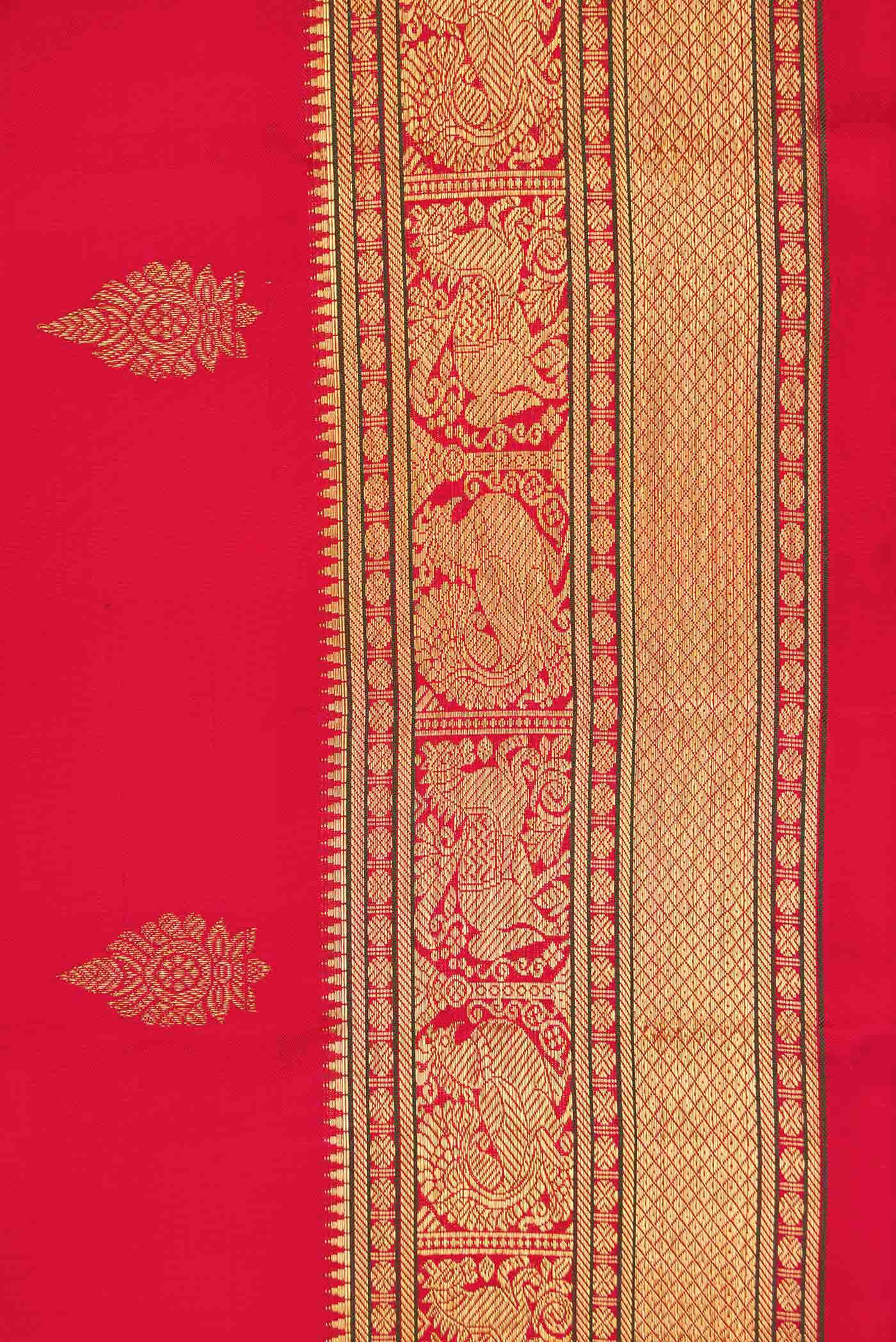 Pure Silk Pure Zari Red Dual Tone Kanchipuram Saree