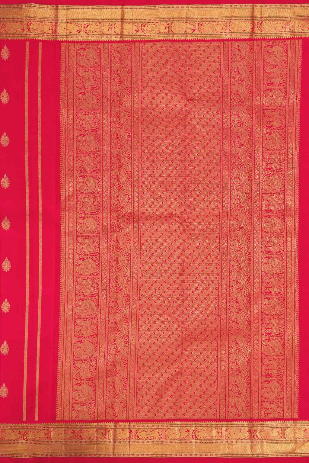 Pure Silk Pure Zari Red Dual Tone Kanchipuram Saree