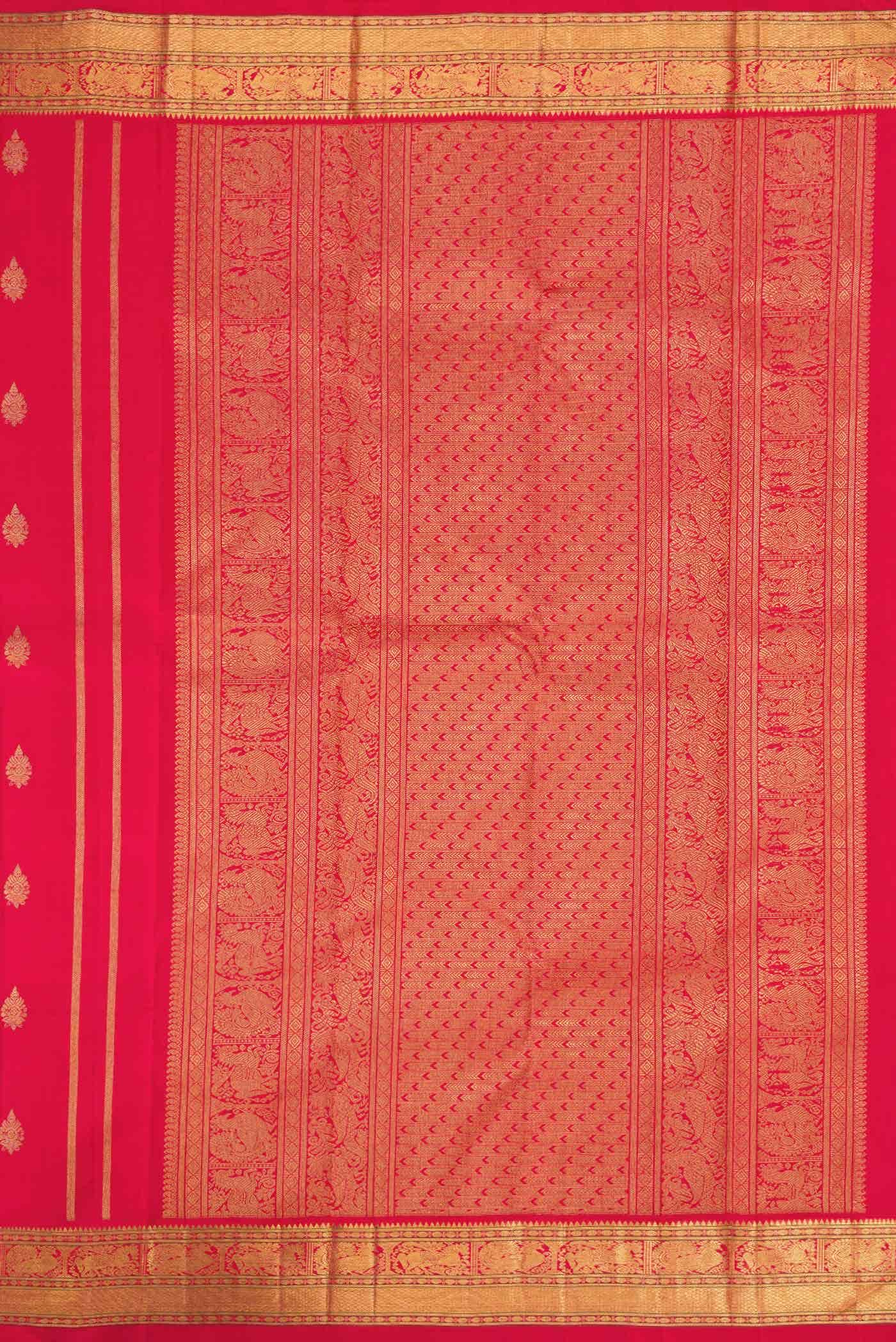 Pure Silk Pure Zari Red Dual Tone Kanchipuram Saree