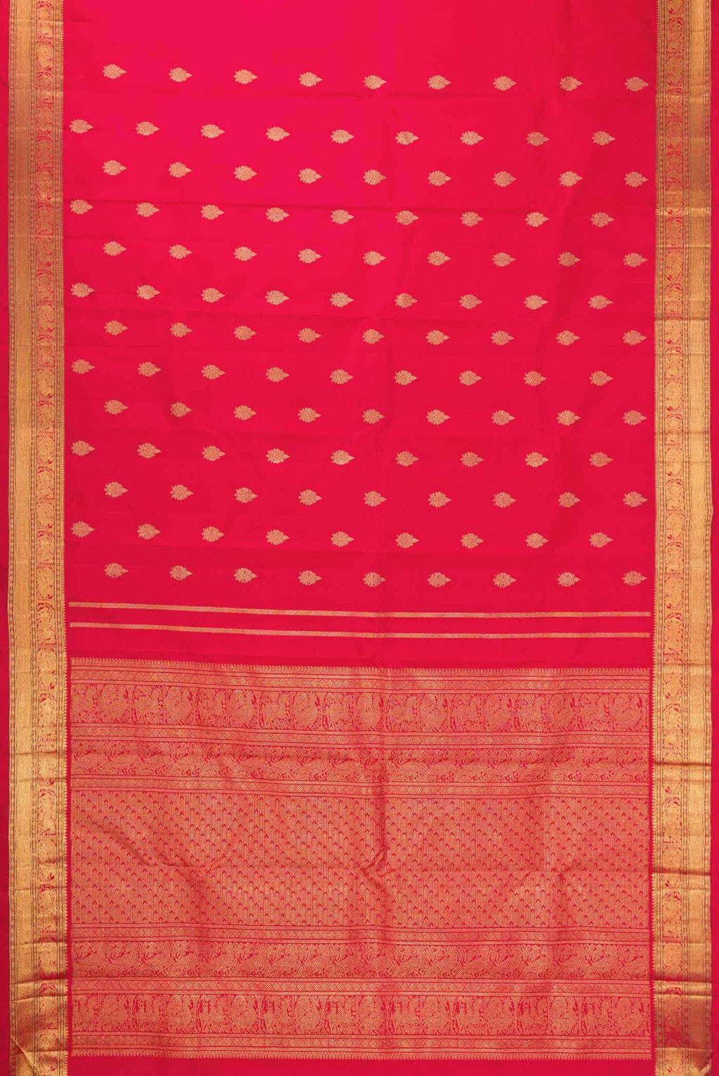 Pure Silk Pure Zari Red Dual Tone Kanchipuram Saree