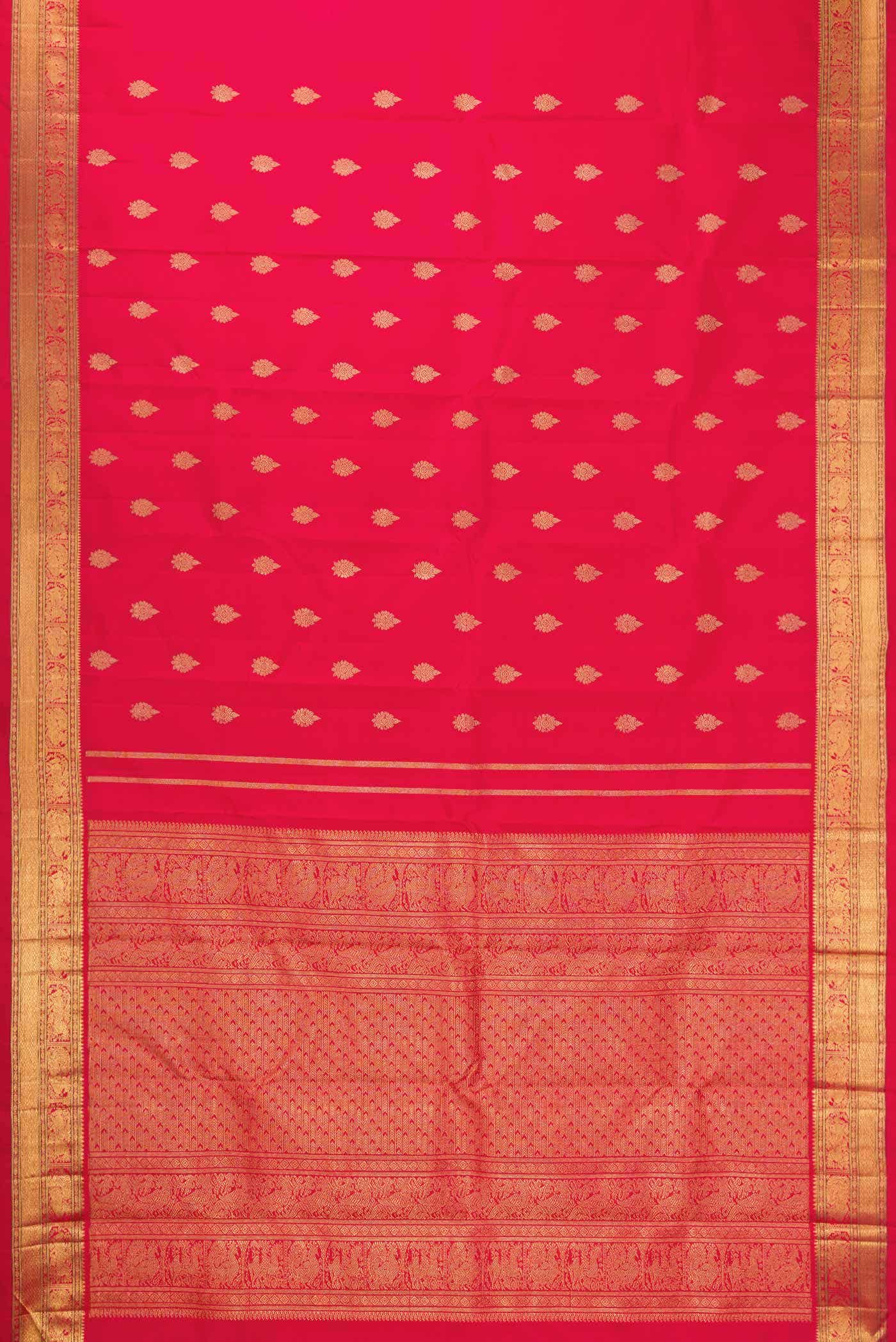 Pure Silk Pure Zari Red Dual Tone Kanchipuram Saree