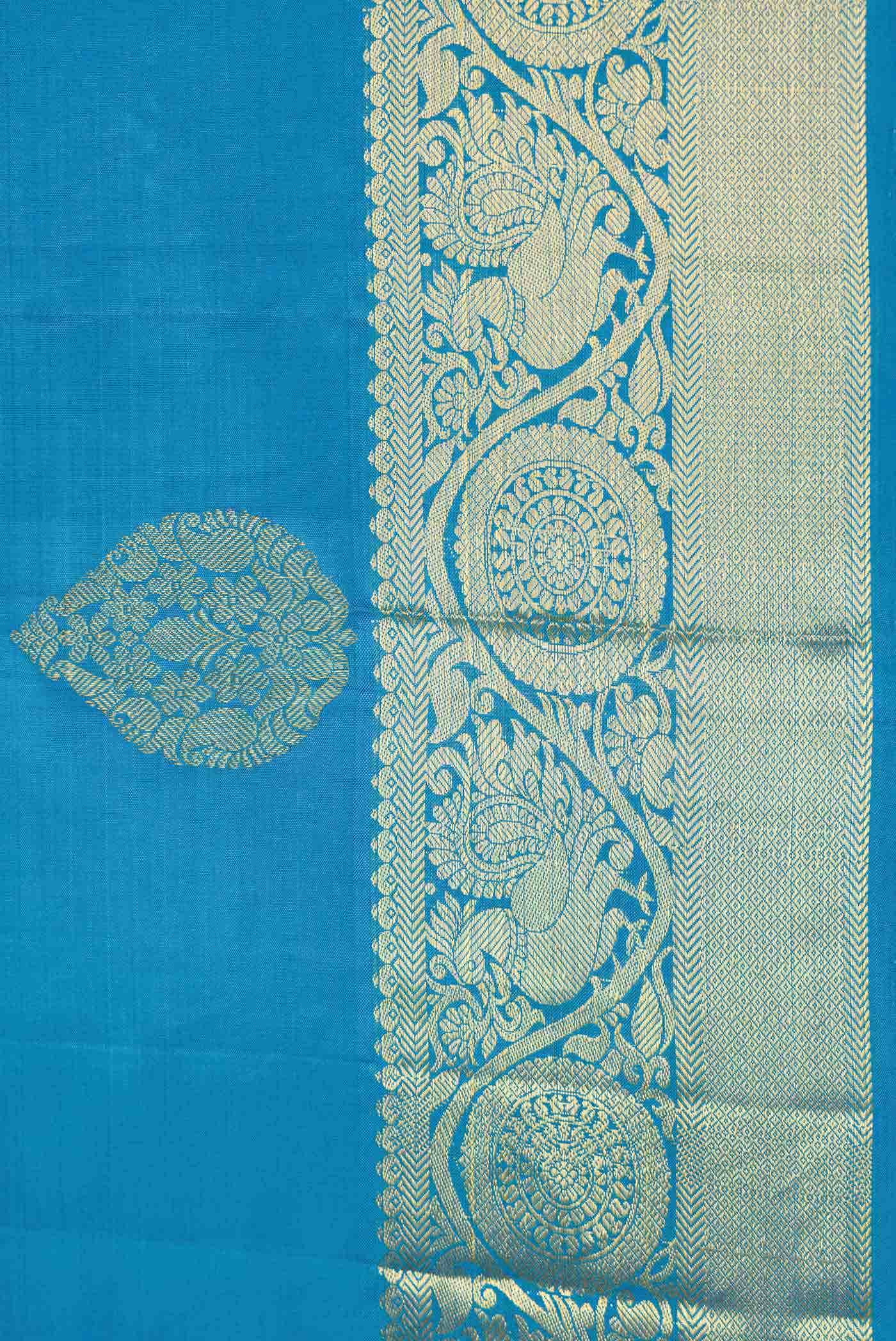 Sky Blue Dual Tone Kanchipuram Silk Saree