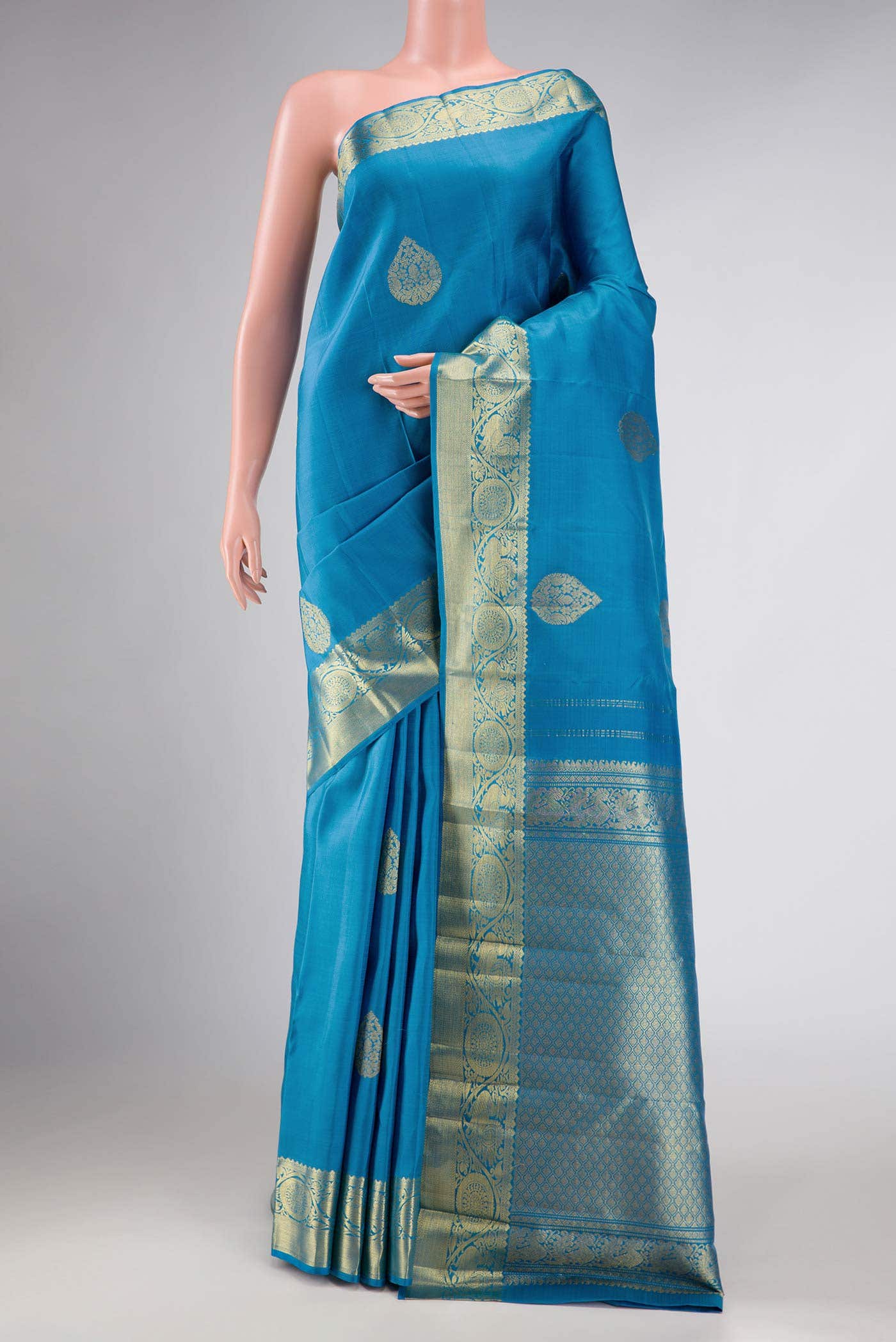 Sky Blue Dual Tone Kanchipuram Silk Saree