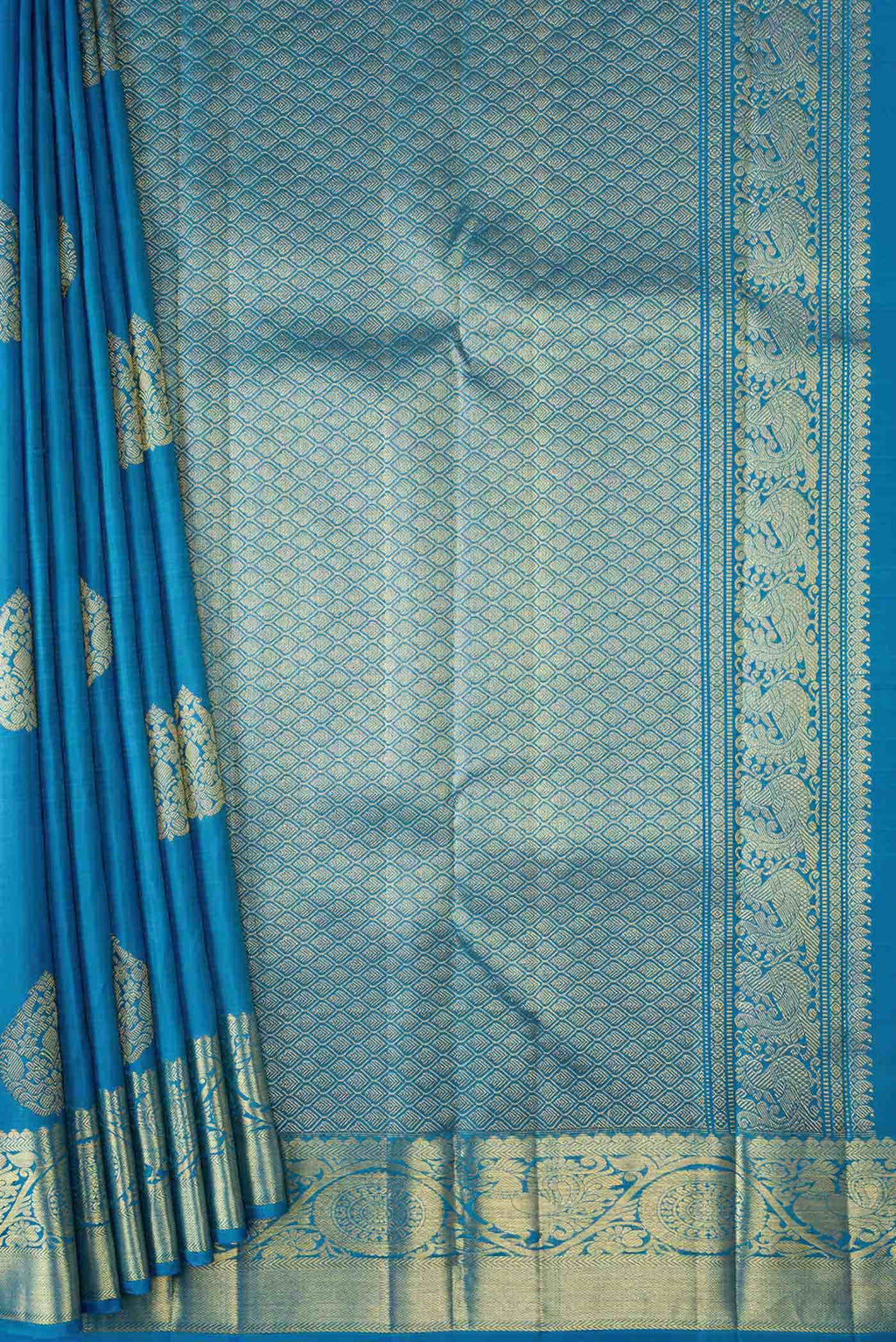 Sky Blue Dual Tone Kanchipuram Silk Saree