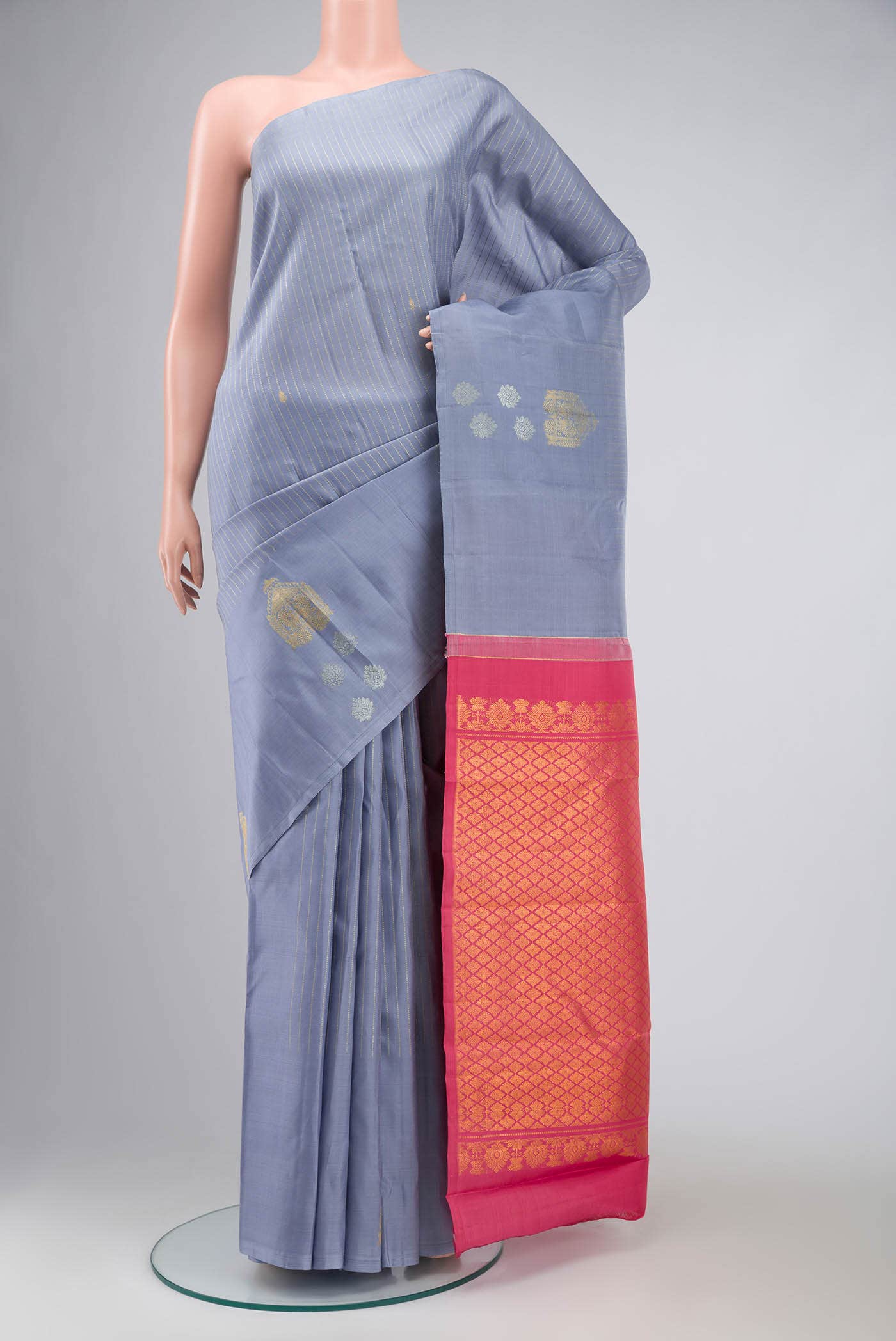 Grey Kanchipuram Silk Saree