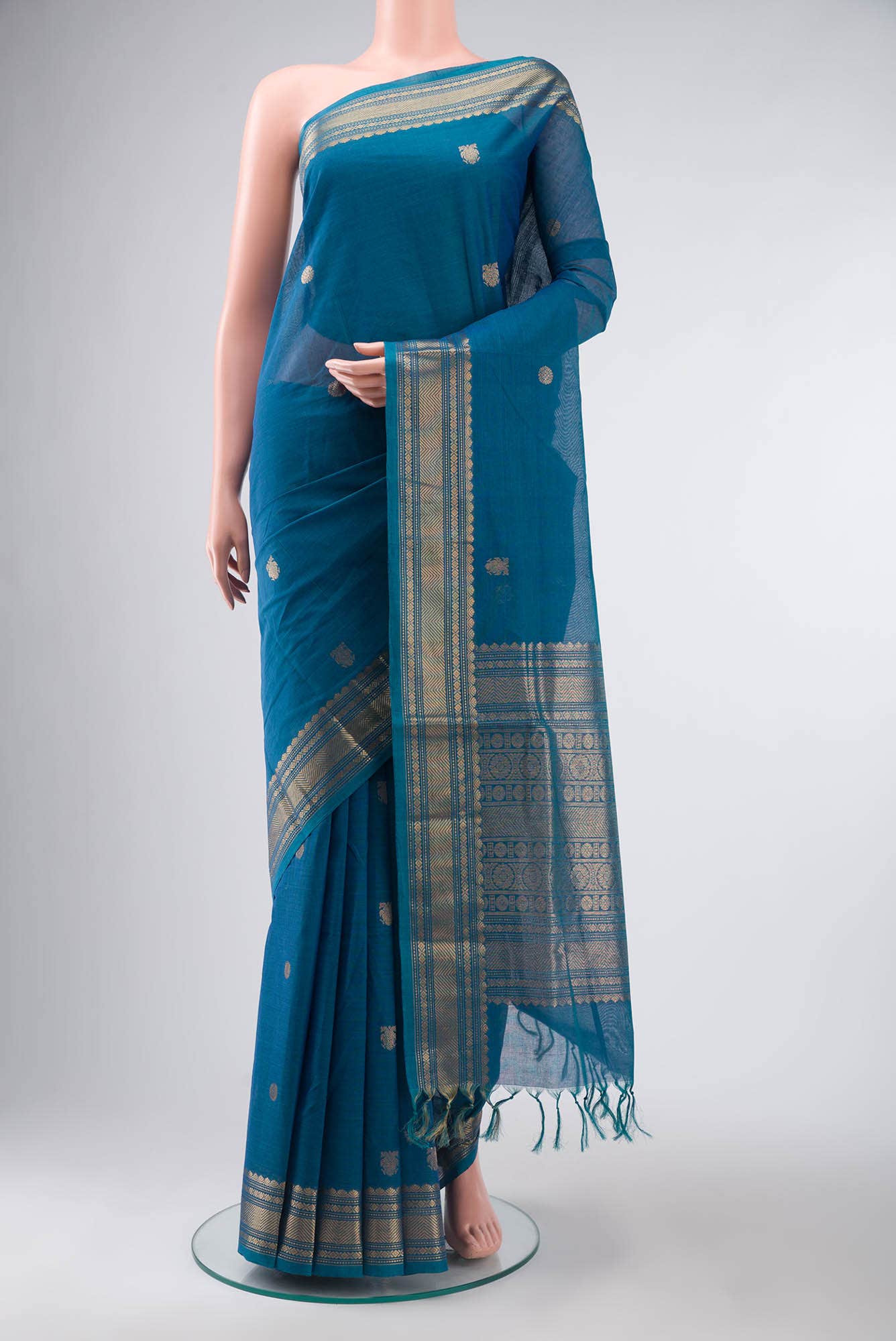 Blue Coimbatore Cotton Saree