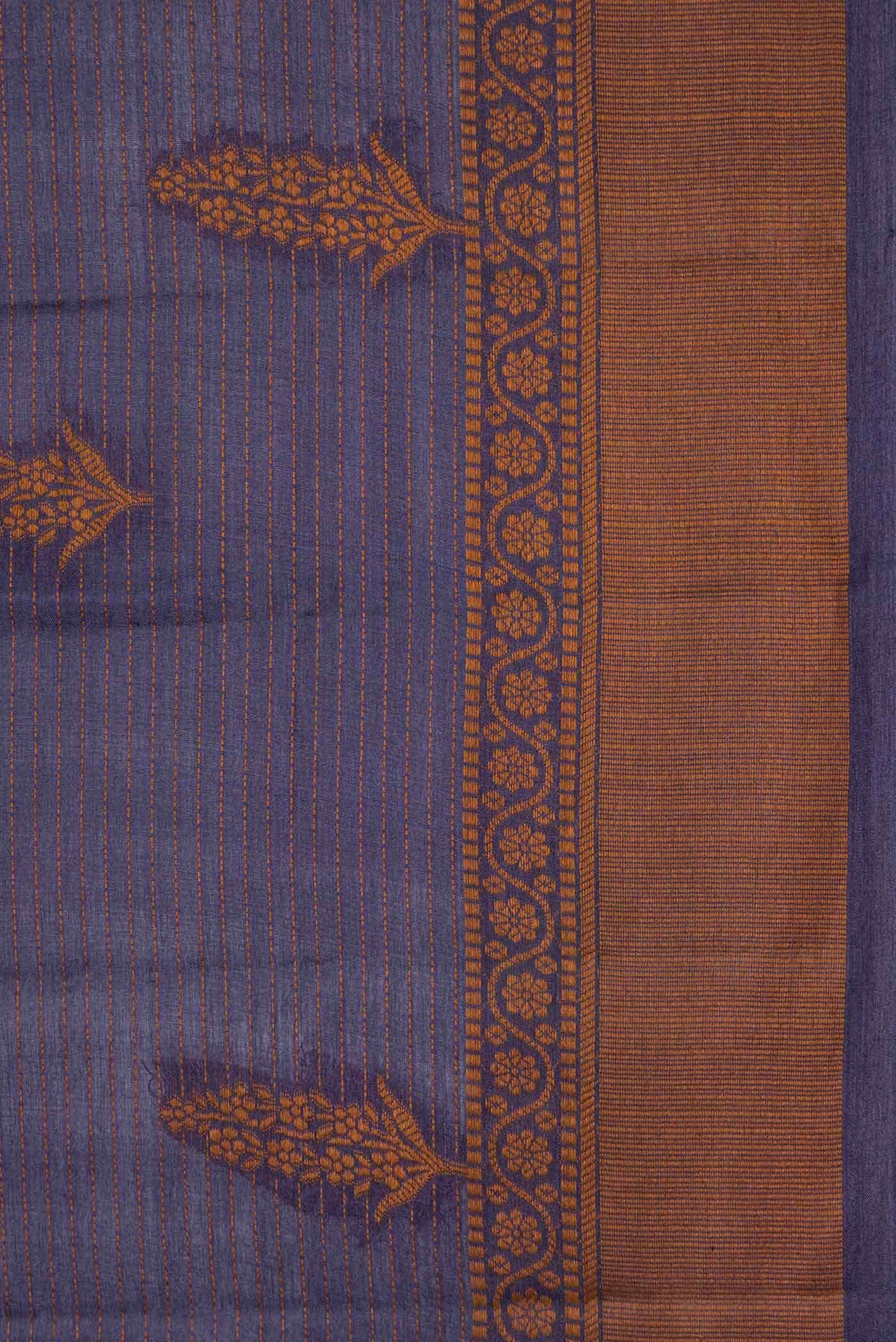 Navy Blue Dual Tone Tussar Silk Saree